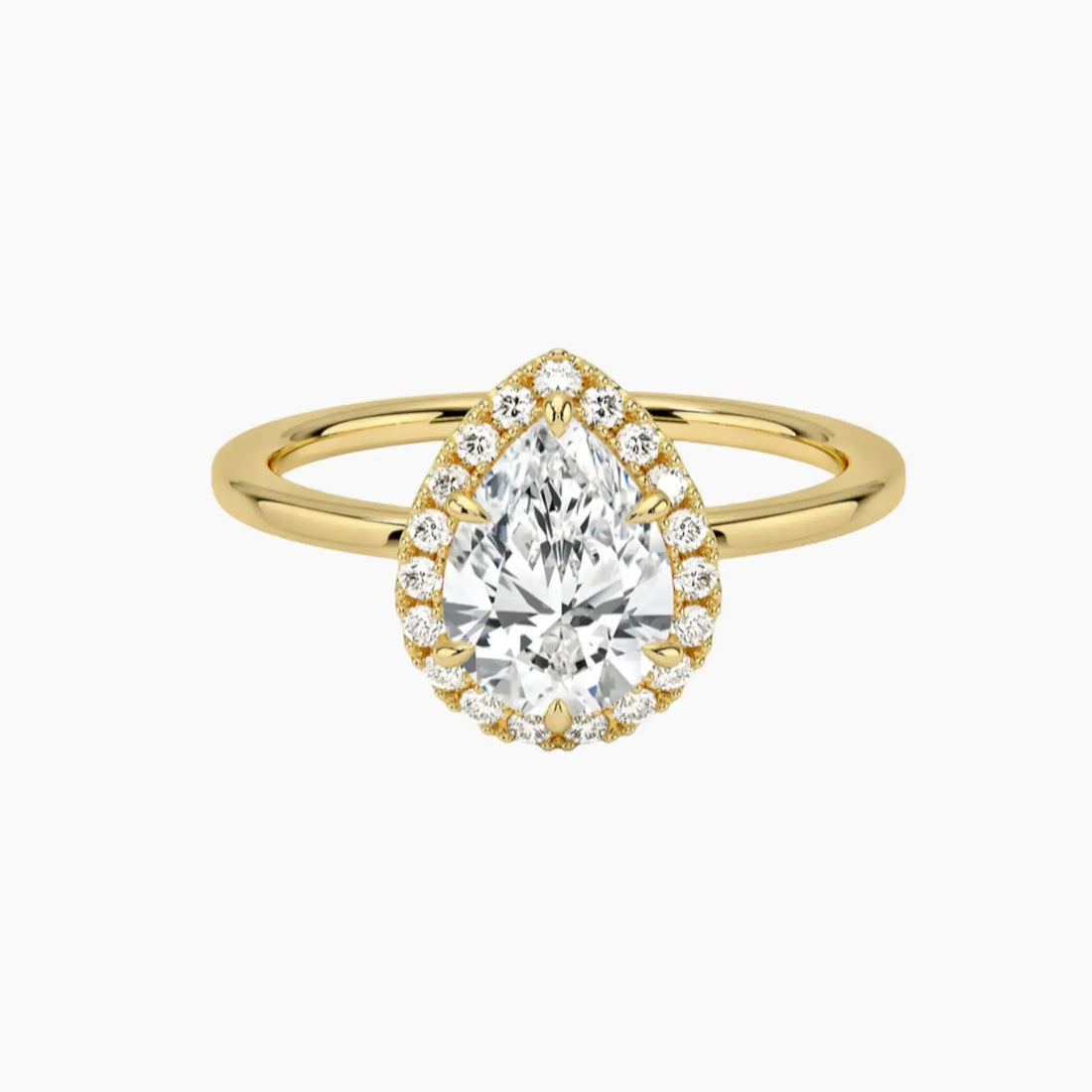 Cassiopeia Pear Hidden Halo 2.5 Carat Lab Grown Diamond Engagement Ring in 14K Yellow Gold