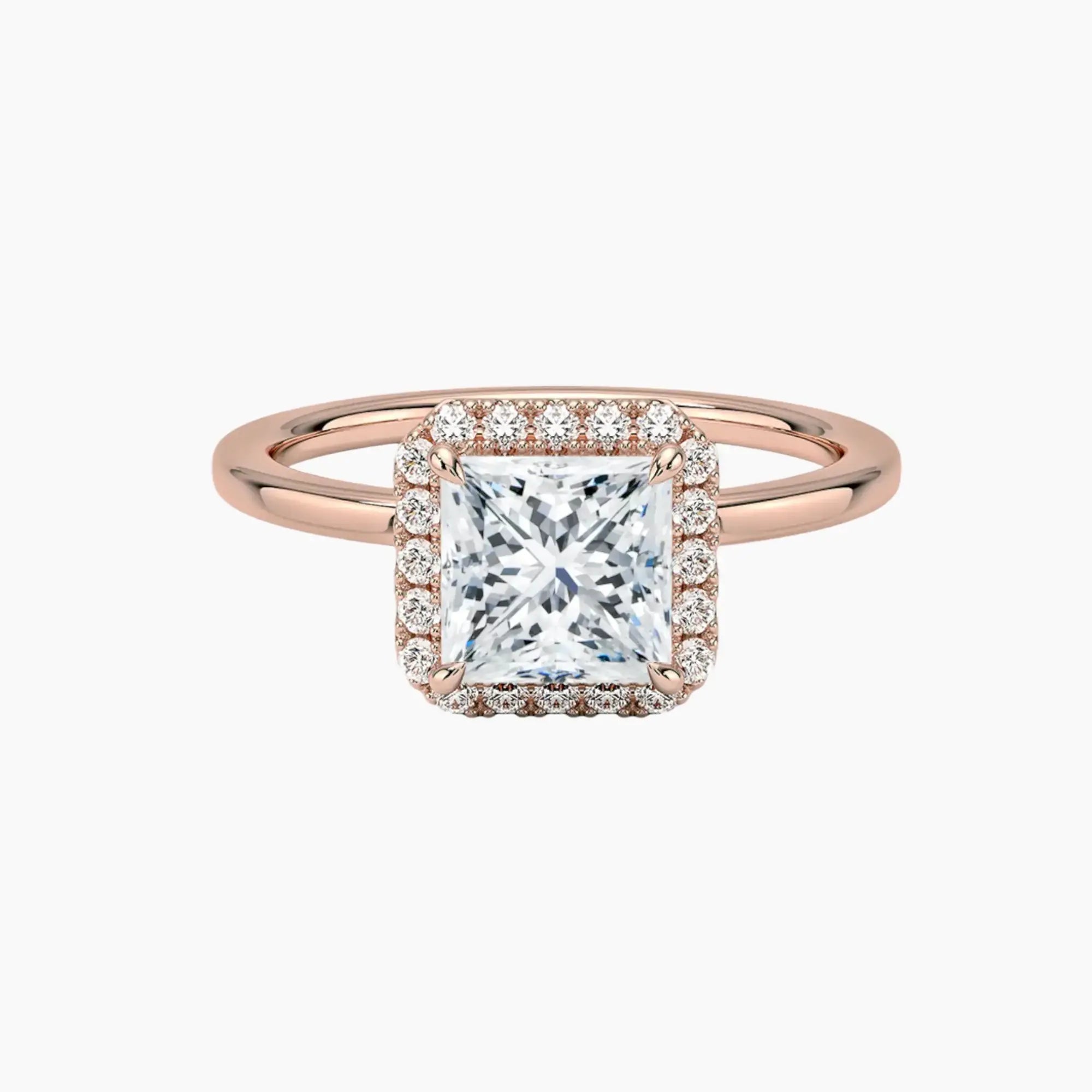 Cassiopeia Princess Hidden Halo 2 Carat Lab Grown Diamond Engagement Ring in 18K Rose Gold