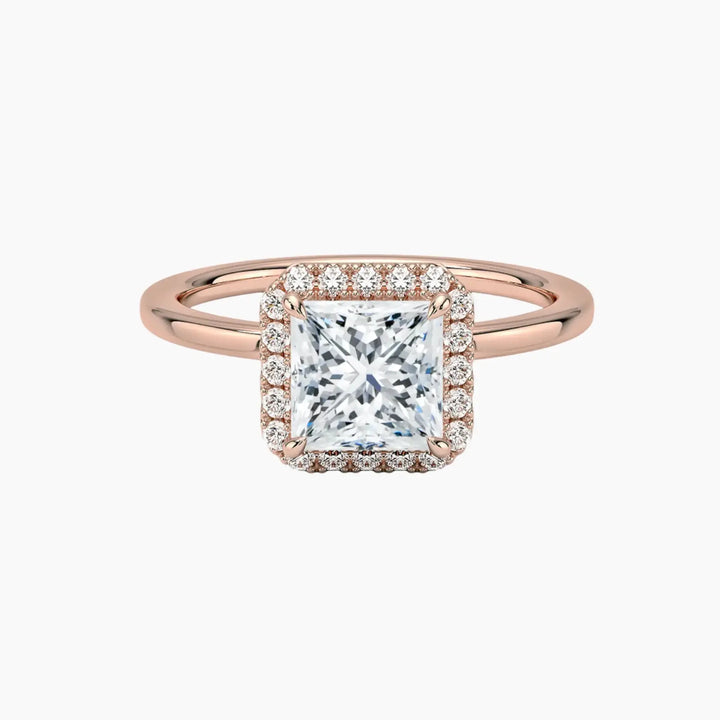 Cassiopeia Princess Hidden Halo 3 Carat Lab Grown Diamond Engagement Ring in 18K Rose Gold