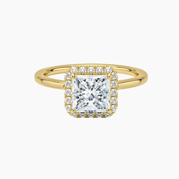 Cassiopeia Princess Hidden Halo 3 Carat Lab Grown Diamond Engagement Ring in 18K Yellow Gold