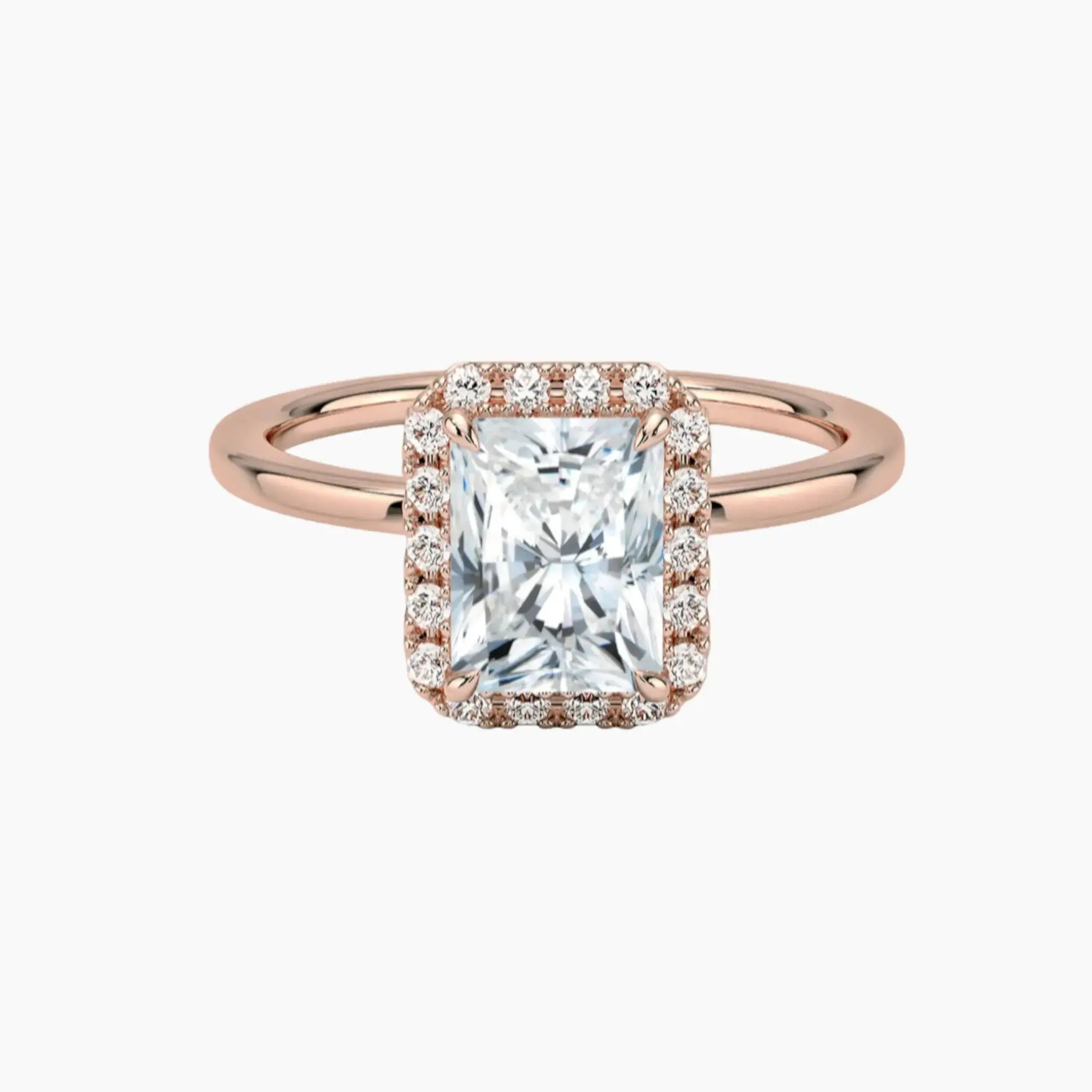 Cassiopeia Radiant Hidden Halo Diamond Ring Setting in 14K Yellow Gold