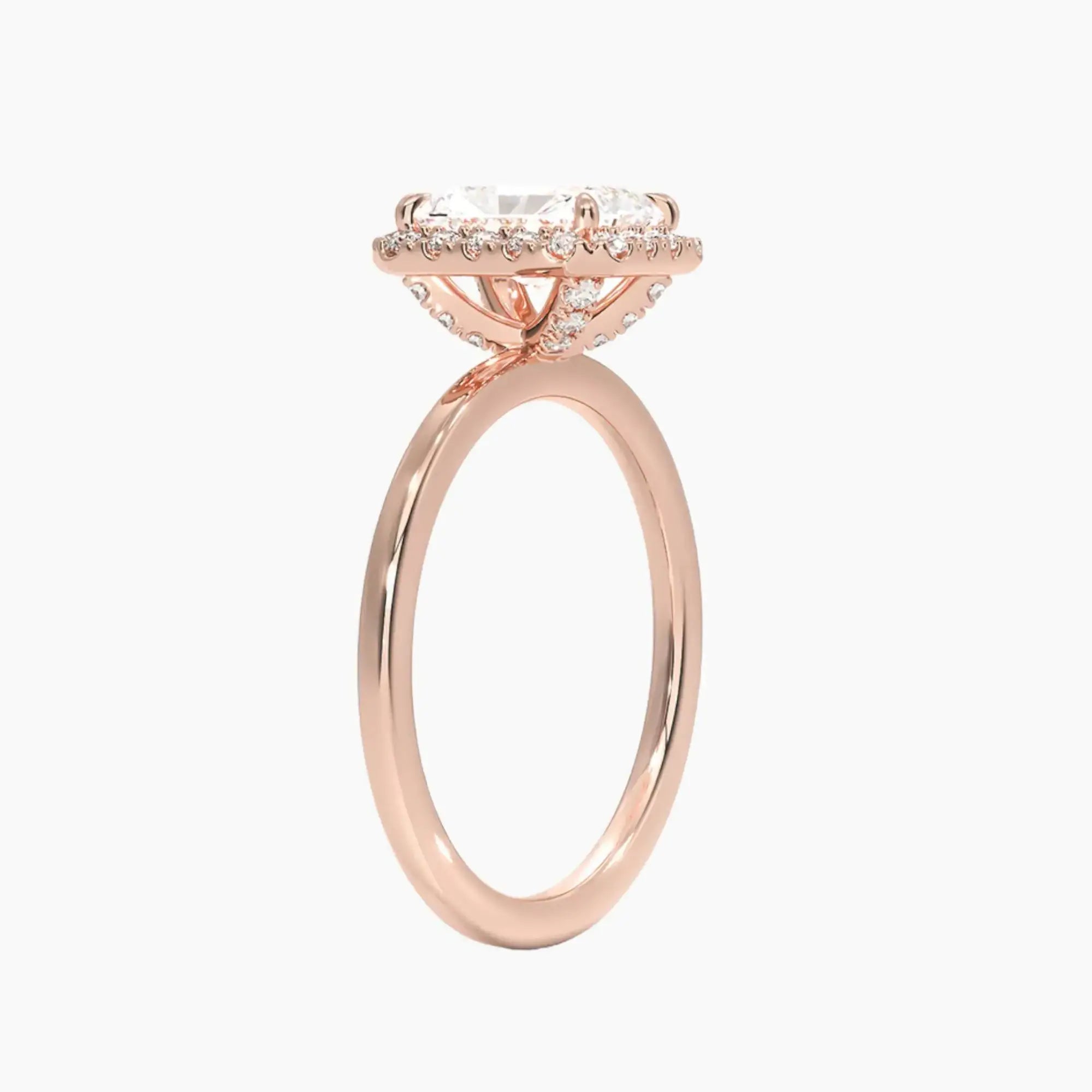 Cassiopeia Radiant Hidden Halo Diamond Ring Setting in 14K Yellow Gold
