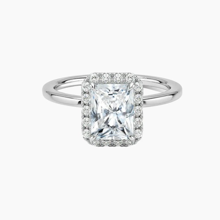 Cassiopeia Radiant Hidden Halo 3 Carat Lab Grown Diamond Engagement Ring in 18K White Gold
