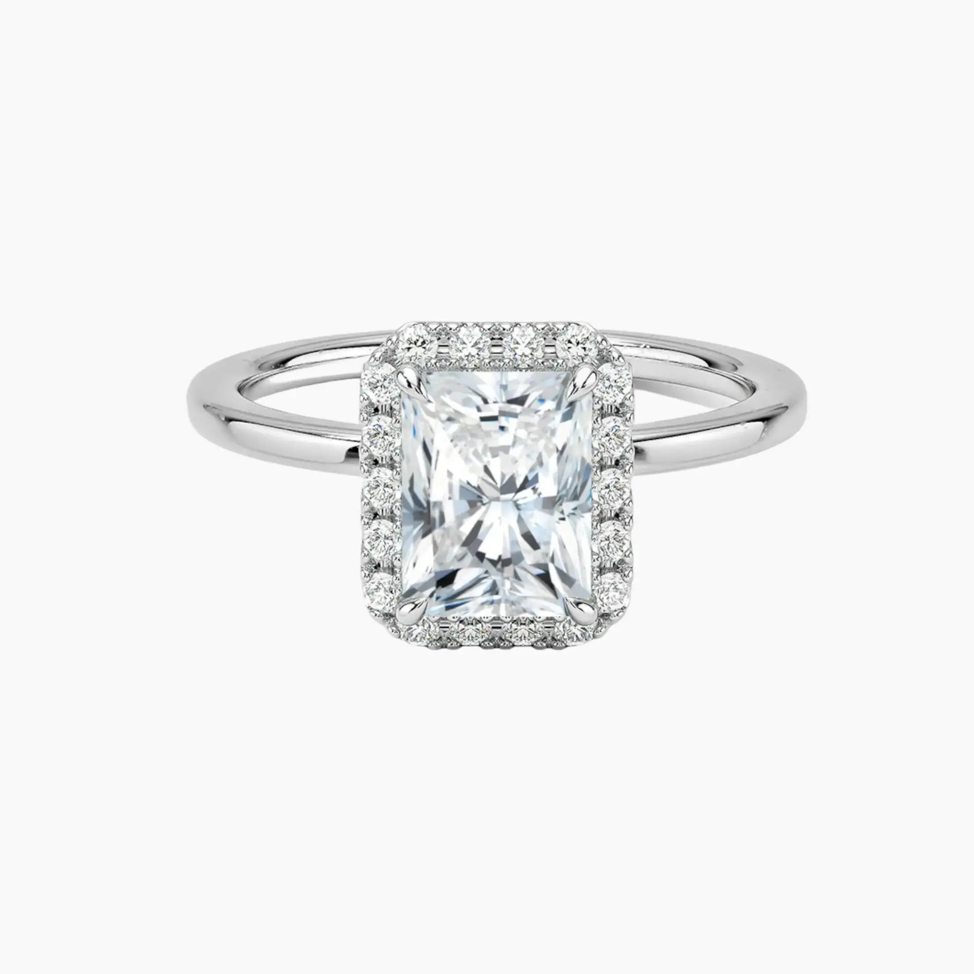 Cassiopeia Radiant Hidden Halo 1.5 Carat Lab Grown Diamond Engagement Ring in 18K Yellow Gold