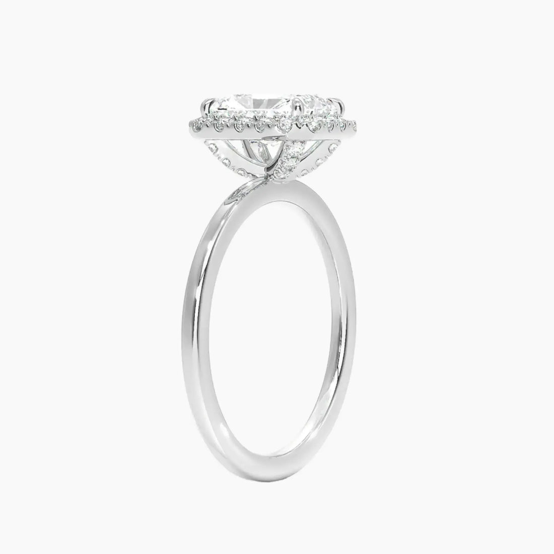 Cassiopeia Radiant Hidden Halo 3 Carat Lab Grown Diamond Engagement Ring in 18K Yellow Gold