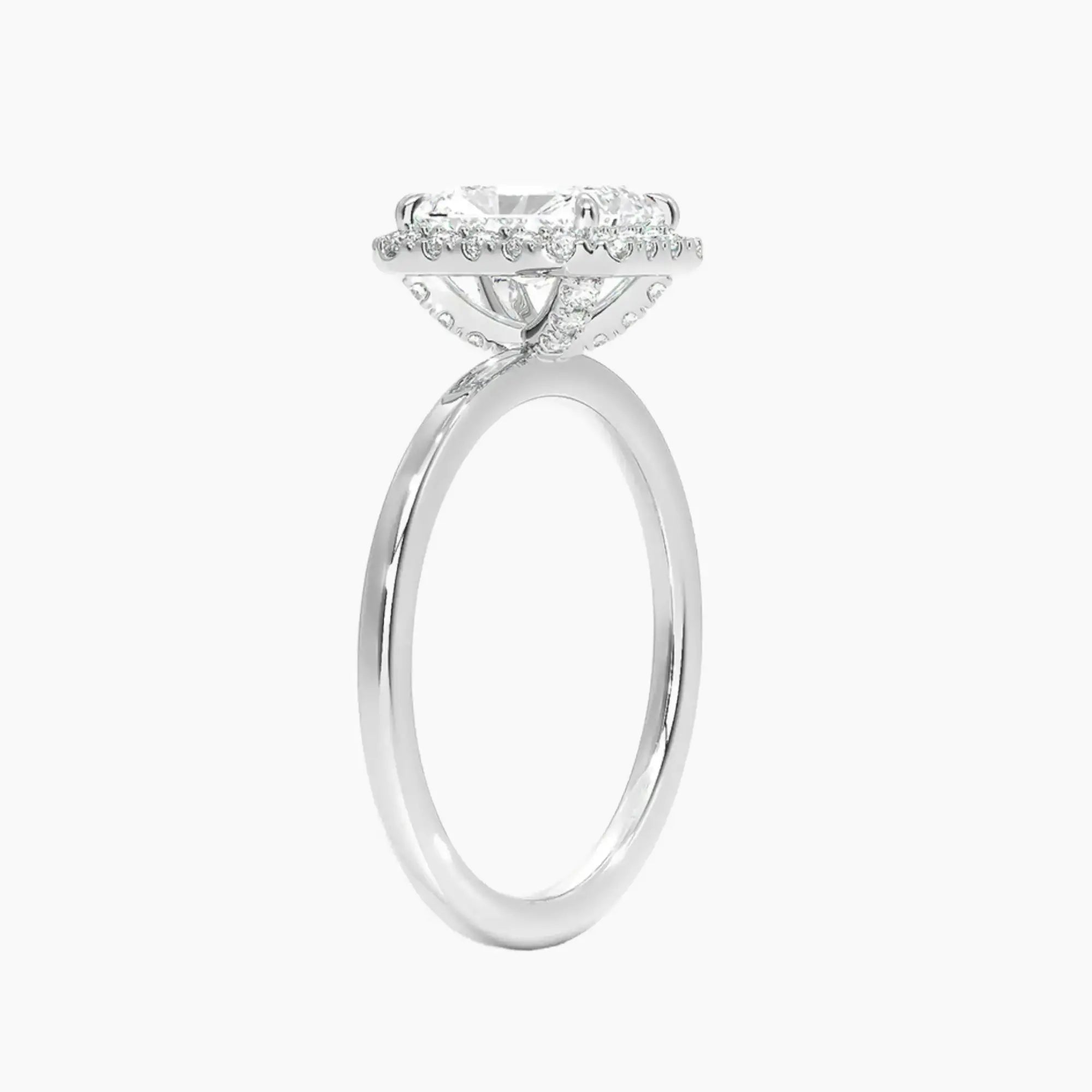 Cassiopeia Radiant Hidden Halo Diamond Ring Setting in 14K Yellow Gold
