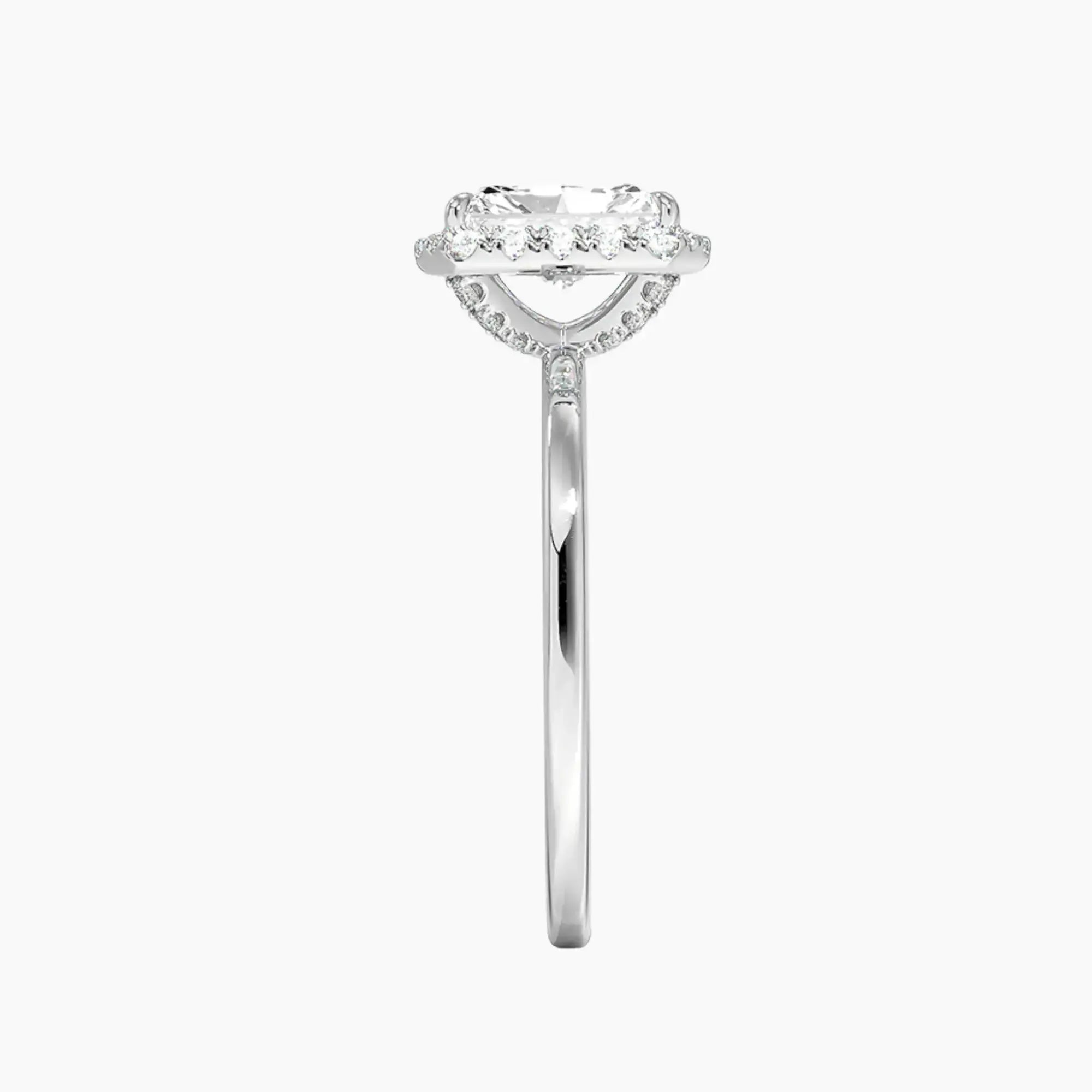 Cassiopeia Radiant Hidden Halo Diamond Ring Setting in 14K Yellow Gold