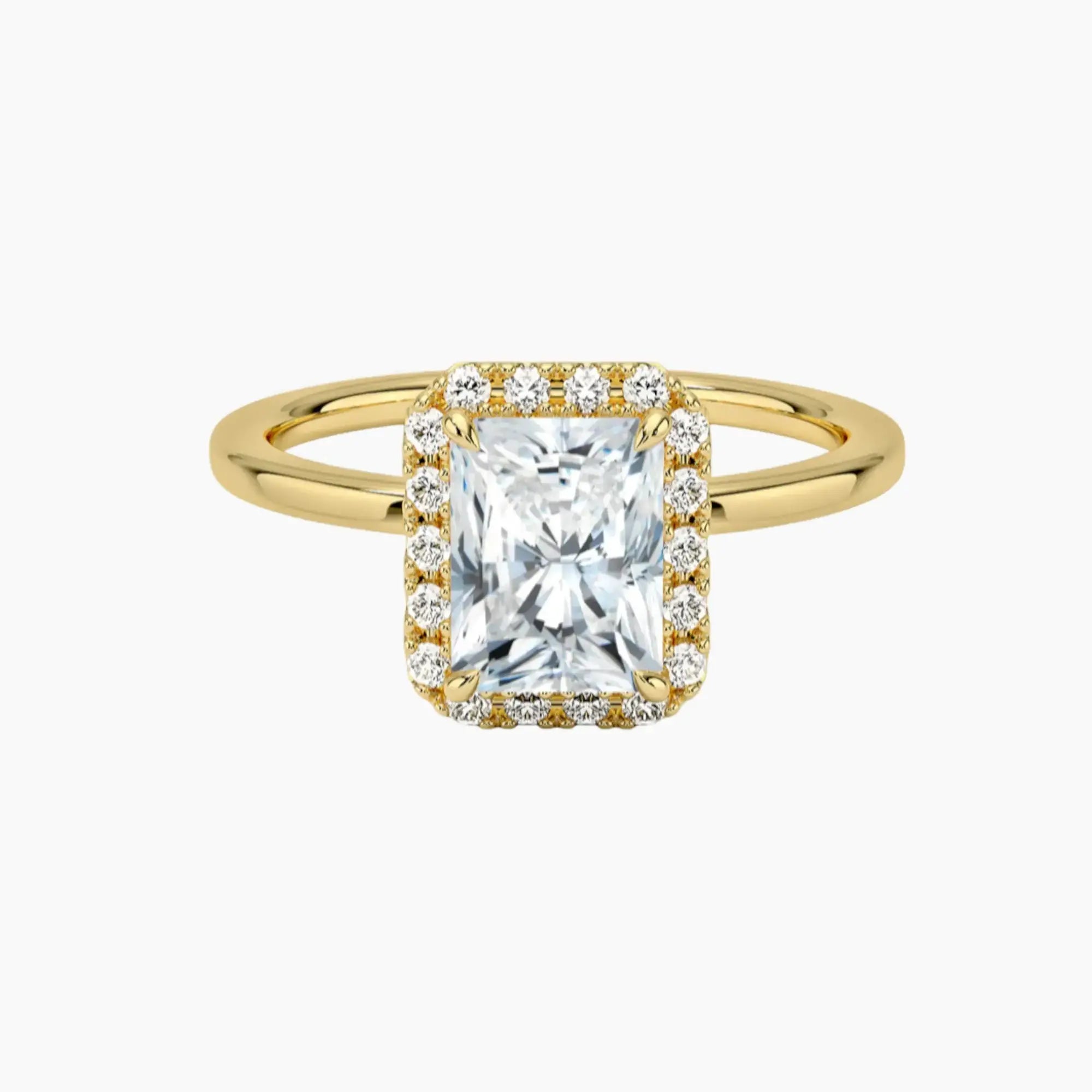 Cassiopeia Radiant Hidden Halo Diamond Ring Setting in 18K White Gold