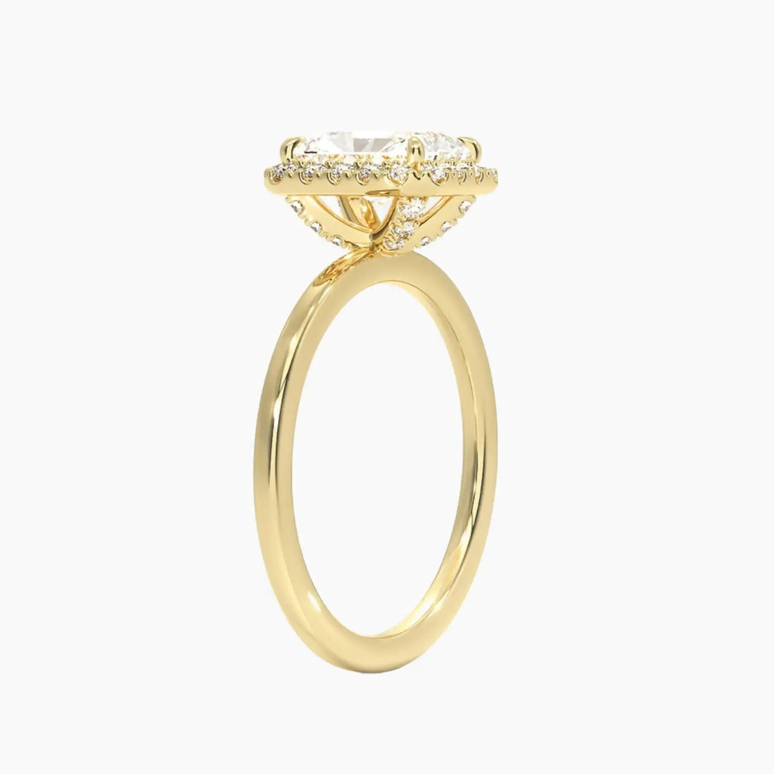 Cassiopeia Radiant Hidden Halo 1.5 Carat Lab Grown Diamond Engagement Ring in 14K Rose Gold