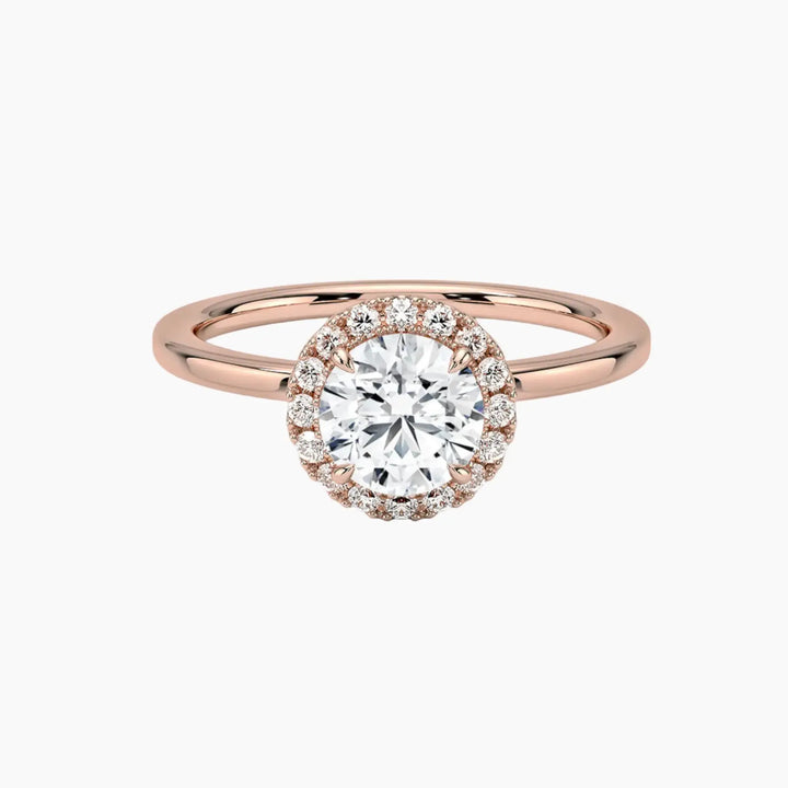 Cassiopeia Round Hidden Halo 3 Carat Lab Grown Diamond Engagement Ring in 14K Rose Gold