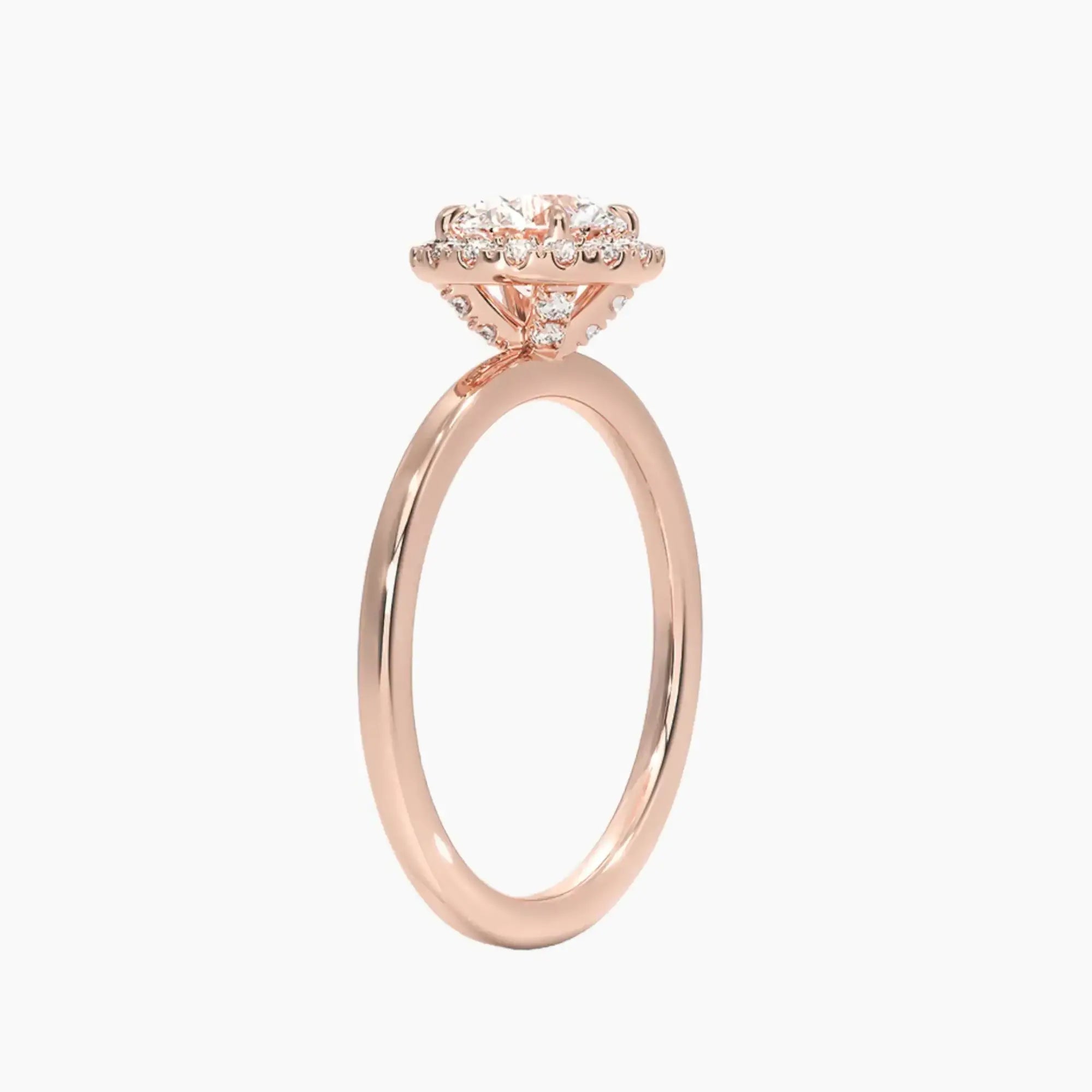Cassiopeia Round Hidden Halo 1 Carat Lab Grown Diamond Engagement Ring in 18K Yellow Gold
