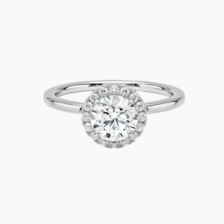 Cassiopeia Round Hidden Halo 1.5 Carat Lab Grown Diamond Engagement Ring in 18K White Gold