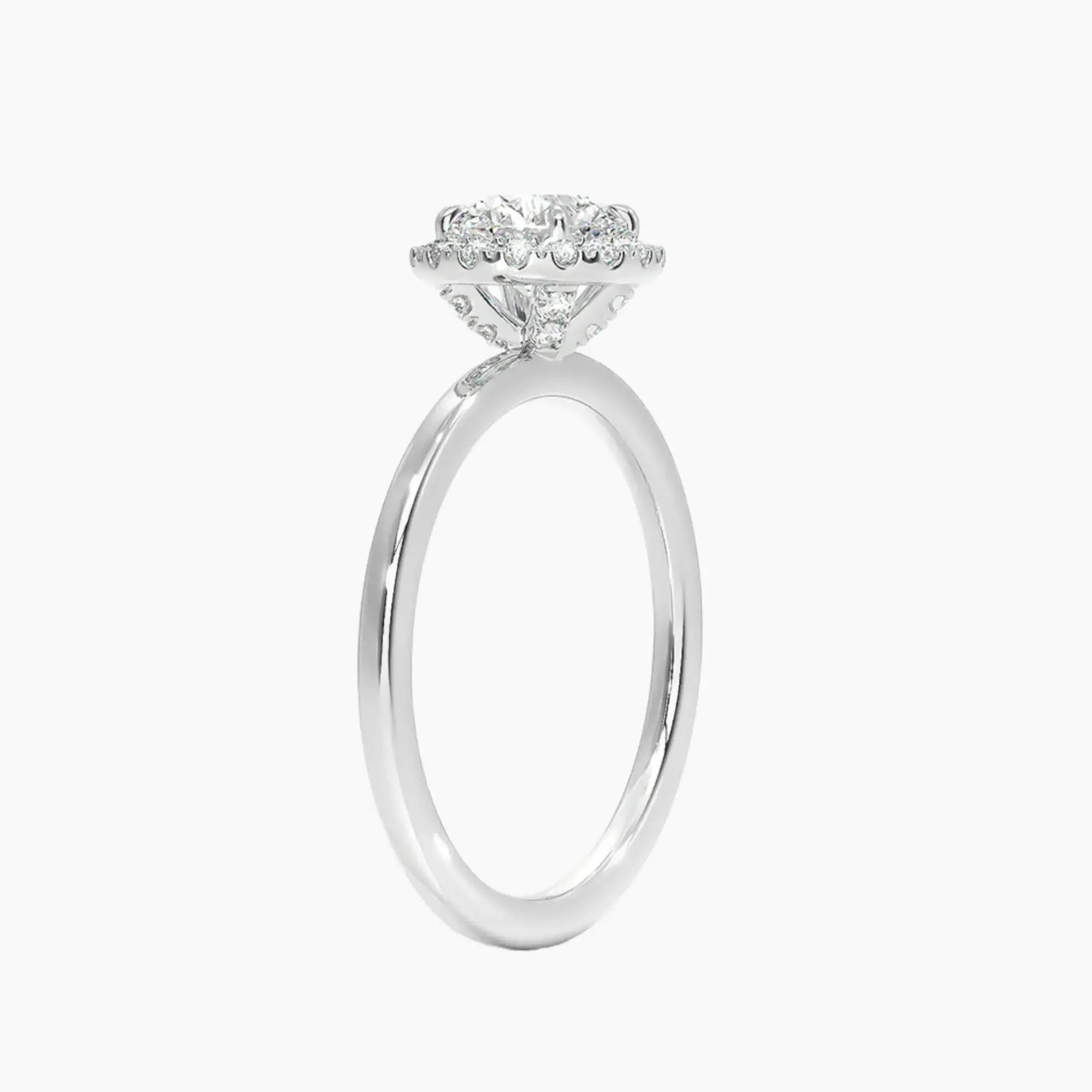 Cassiopeia Round Hidden Halo 2 Carat Lab Grown Diamond Engagement Ring in 14K White Gold