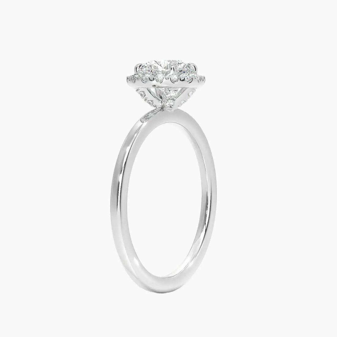 Cassiopeia Round Hidden Halo 2 Carat Lab Grown Diamond Engagement Ring in 14K Rose Gold