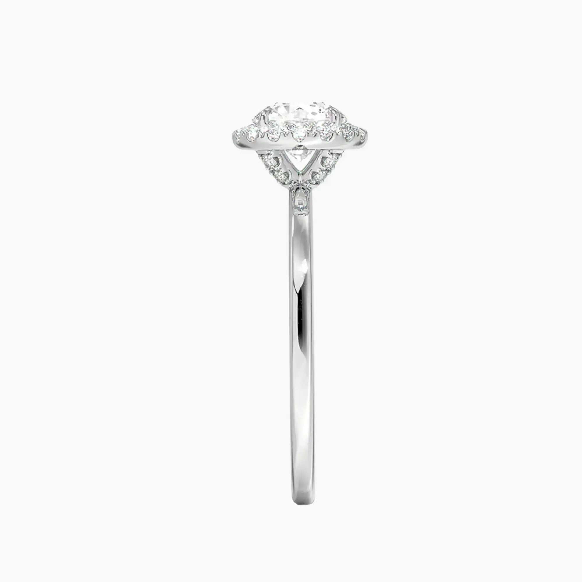 Cassiopeia Round Hidden Halo 1 Carat Lab Grown Diamond Engagement Ring in 18K White Gold