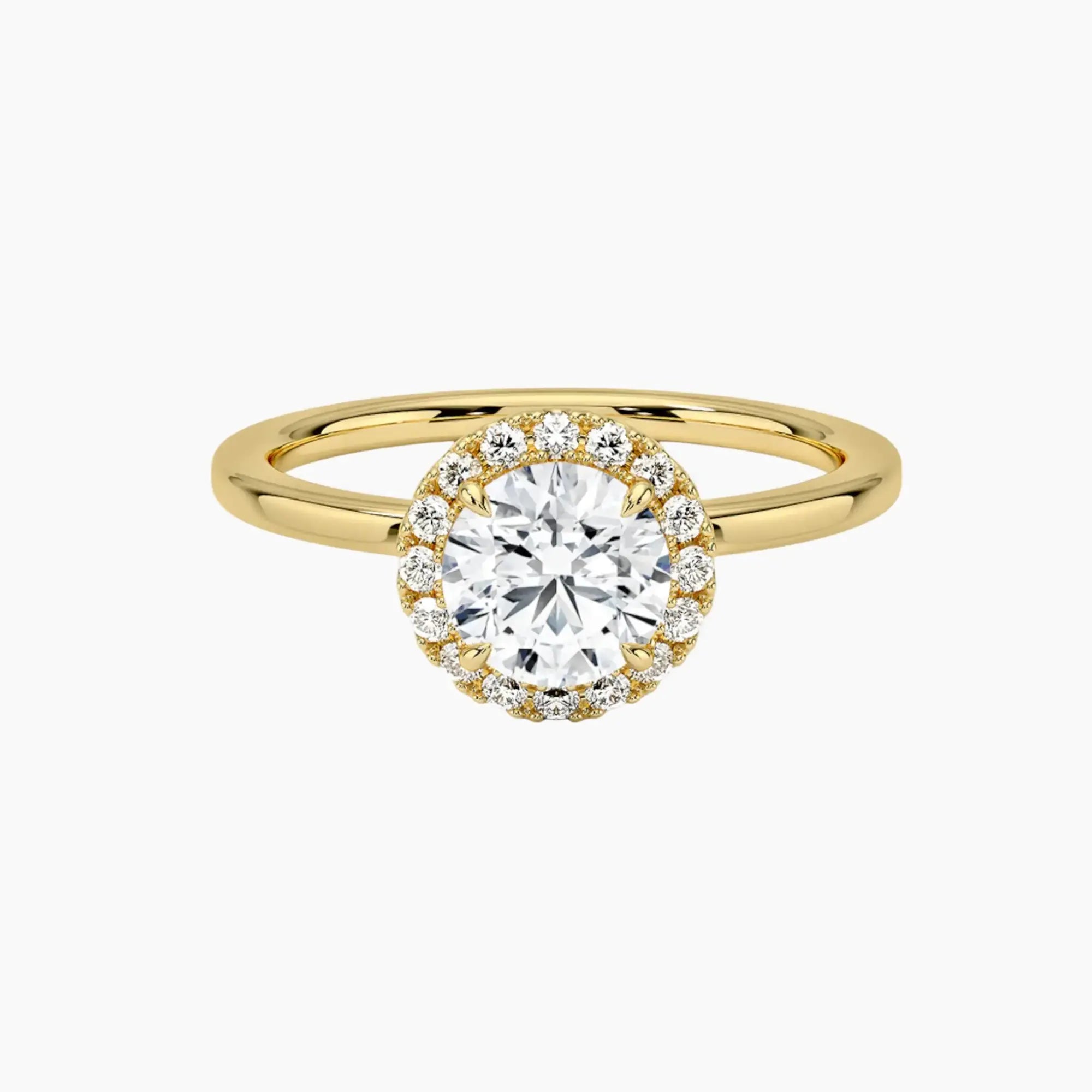 Cassiopeia Round Hidden Halo 2 Carat Lab Grown Diamond Engagement Ring in 14K White Gold