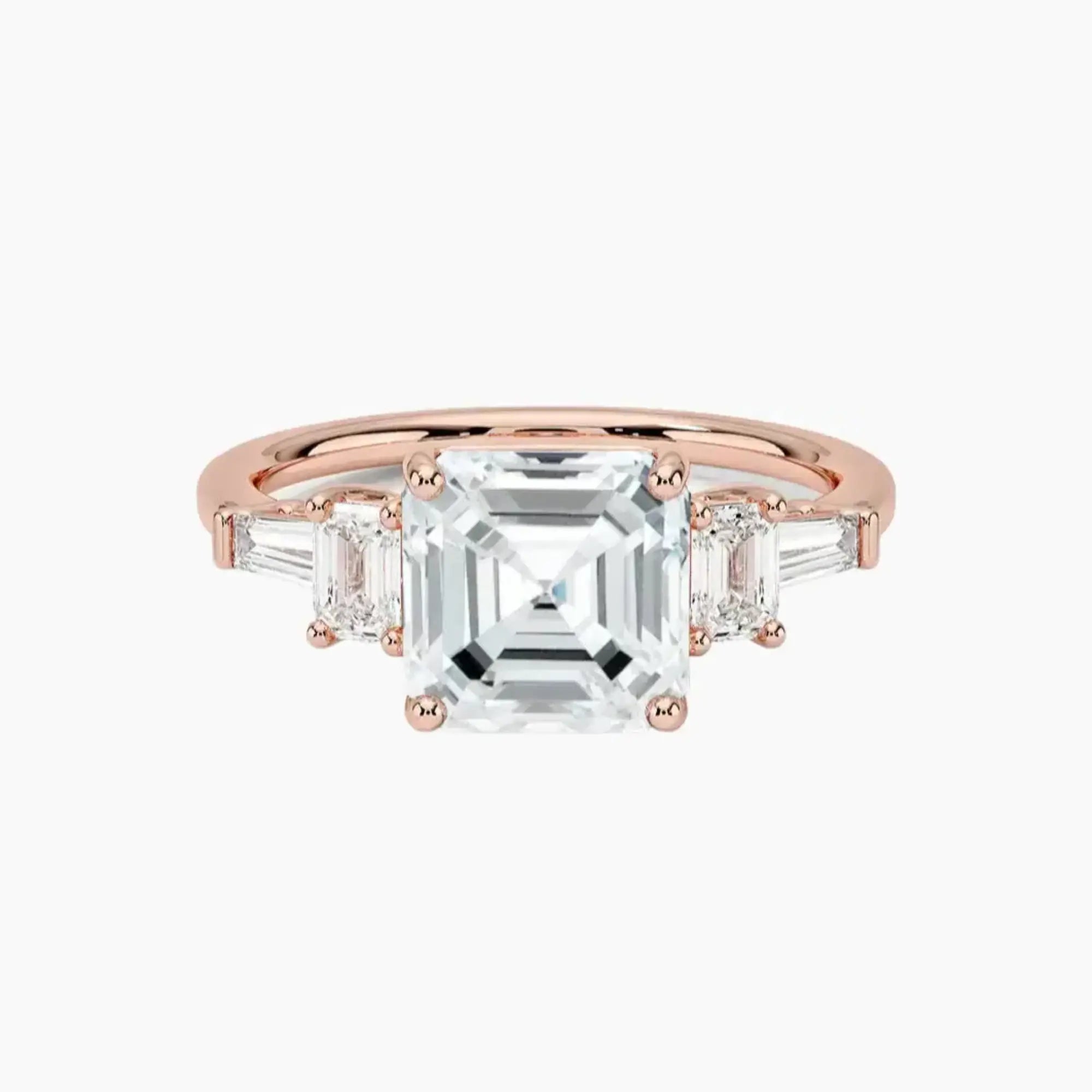 Delphine Five Stone Asscher Designer 2.5 Carat Lab Grown Diamond Engagement Ring in 14K Yellow Gold