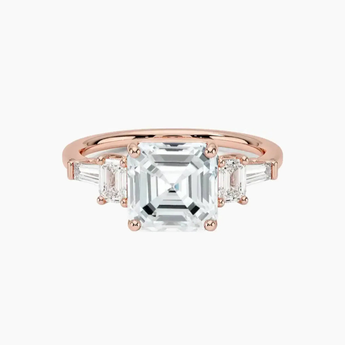 Delphine Five Stone Asscher Designer Diamond Ring Setting in 18K White Gold