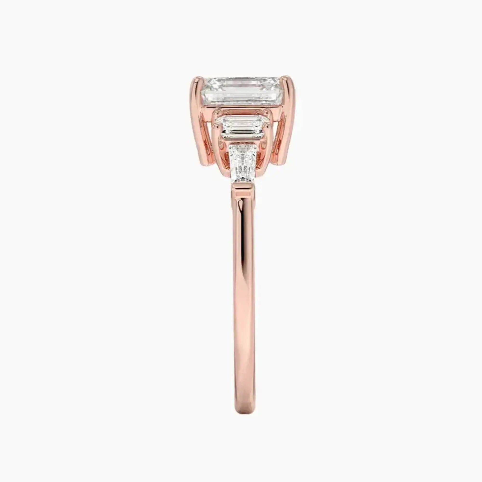 Delphine Five Stone Asscher Designer 1 Carat Lab Grown Diamond Engagement Ring in 14K Rose Gold