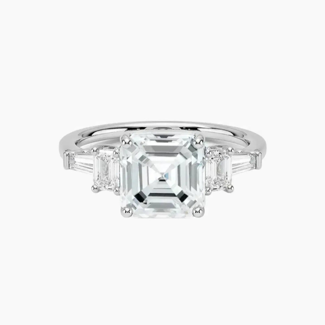 Delphine Five Stone Asscher Designer 1 Carat Lab Grown Diamond Engagement Ring in 14K Yellow Gold
