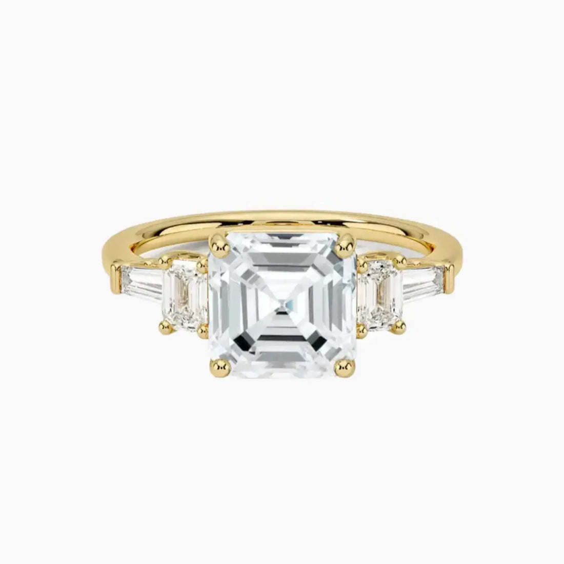 Delphine Five Stone Asscher Designer Diamond Ring Setting in 14K White Gold