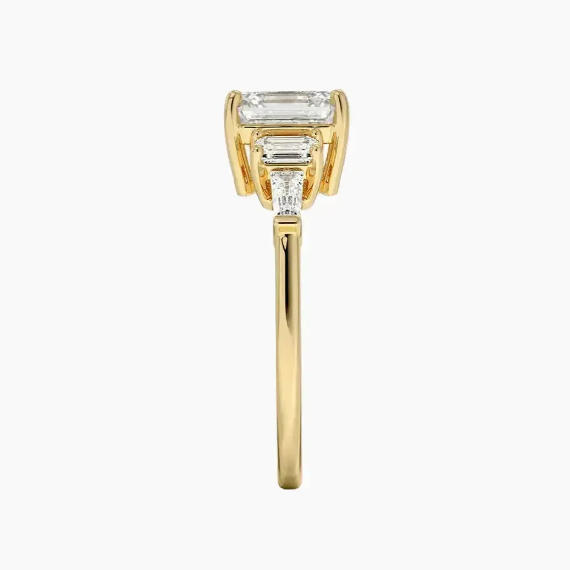 Delphine Five Stone Asscher Designer 1.5 Carat Lab Grown Diamond Engagement Ring in 14K White Gold