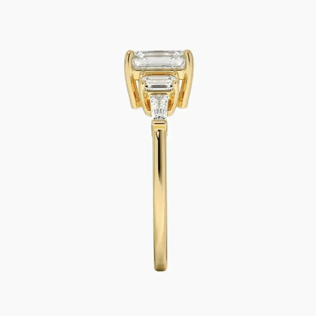 Delphine Five Stone Asscher Designer 1.5 Carat Lab Grown Diamond Engagement Ring in 14K White Gold