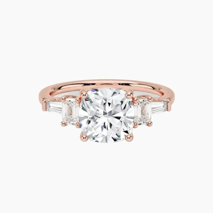 Delphine Five Stone Cushion Designer 1.5 Carat Lab Grown Diamond Engagement Ring in 14K Rose Gold