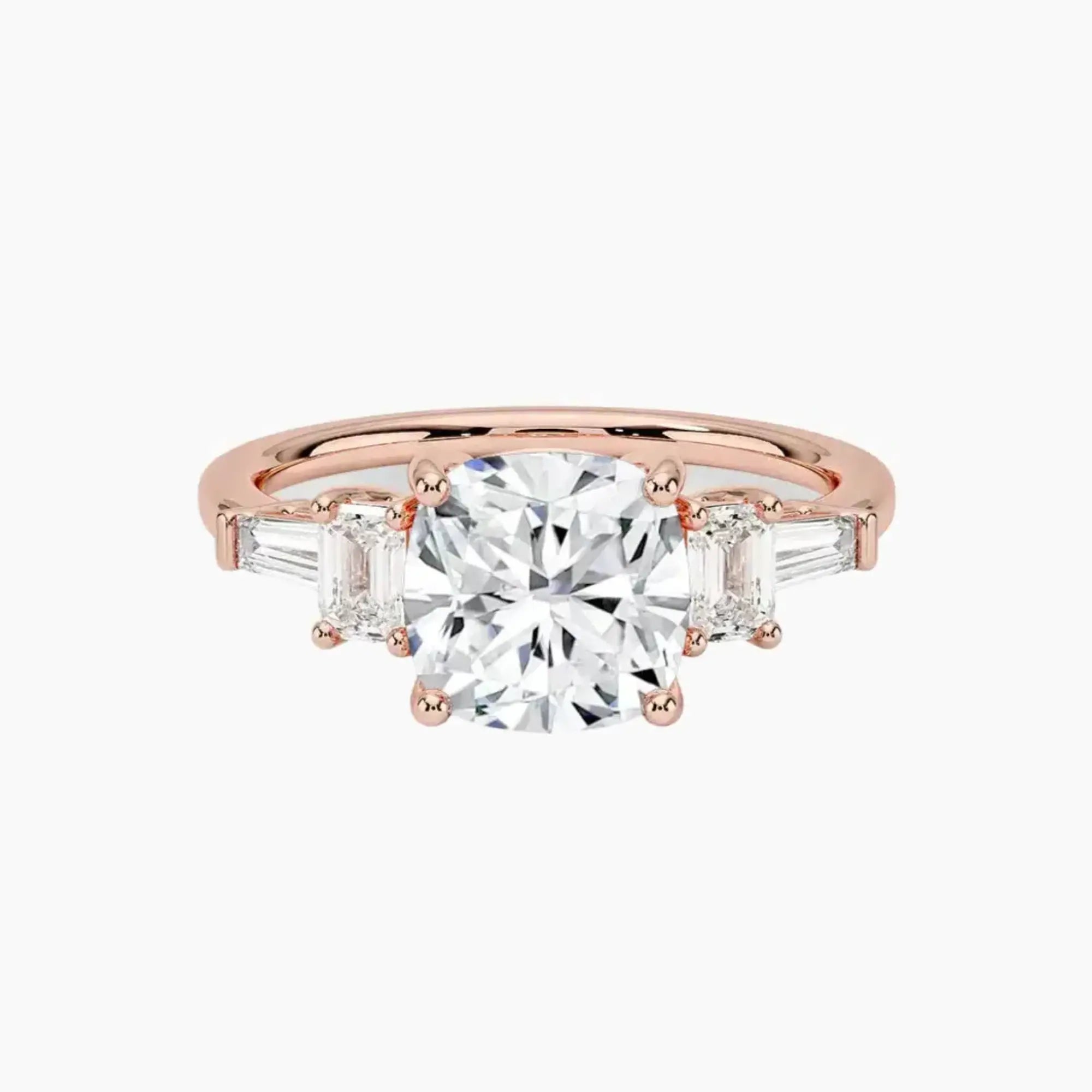 Delphine Five Stone Cushion Designer 2 Carat Lab Grown Diamond Engagement Ring in 18K Rose Gold