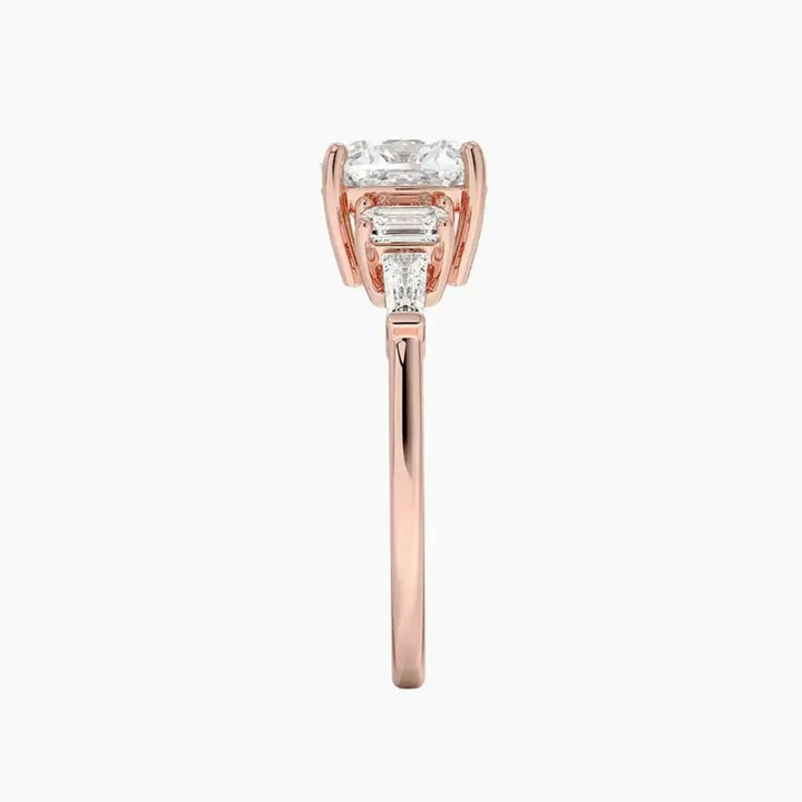 Delphine Five Stone Cushion Designer 3 Carat Lab Grown Diamond Engagement Ring in 18K Yellow Gold