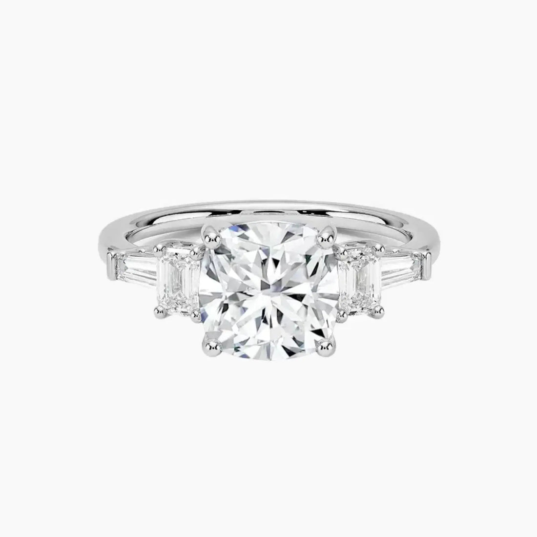 Delphine Five Stone Cushion Designer 3 Carat Lab Grown Diamond Engagement Ring in 14K Rose Gold