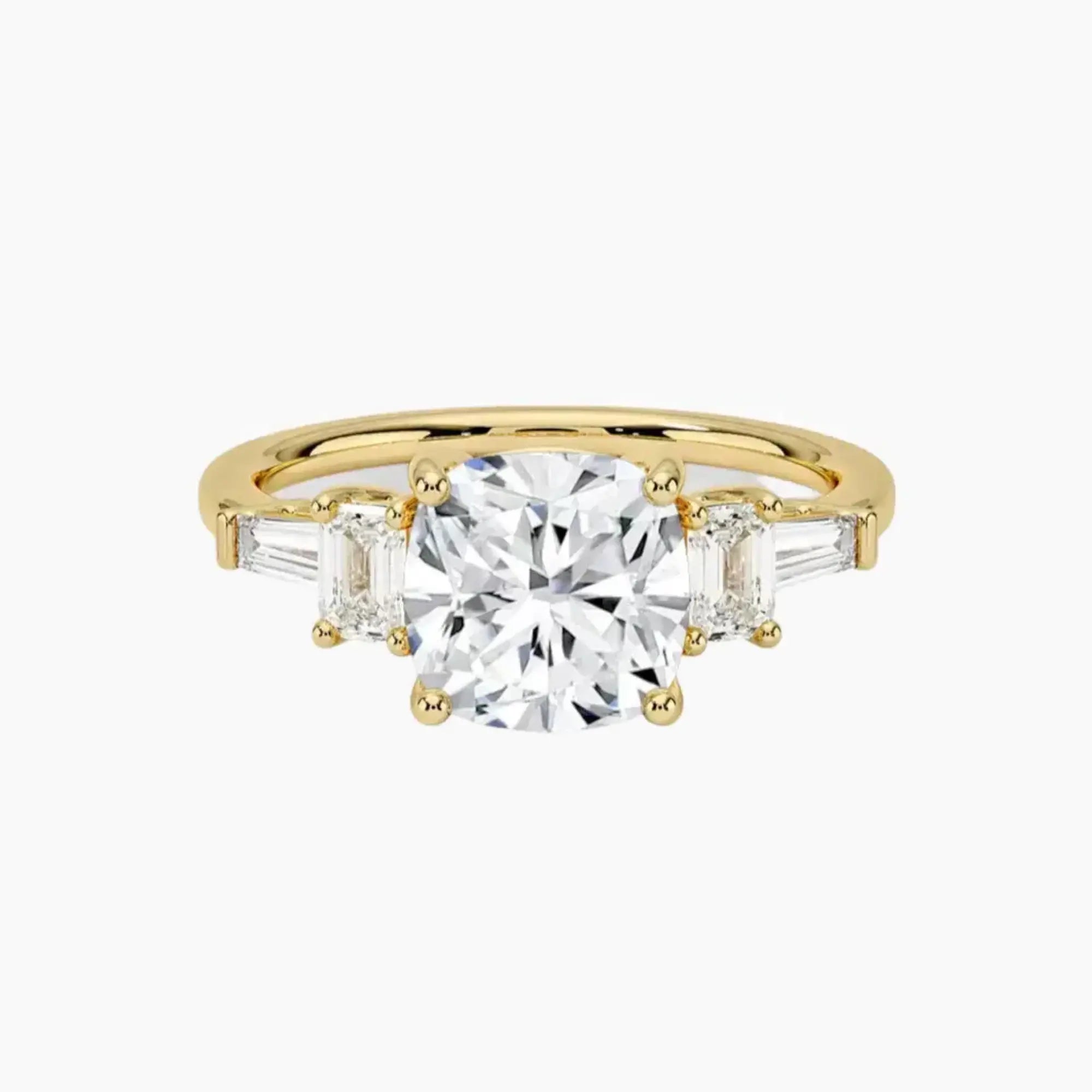 Delphine Five Stone Cushion Designer 1.5 Carat Lab Grown Diamond Engagement Ring in 14K White Gold