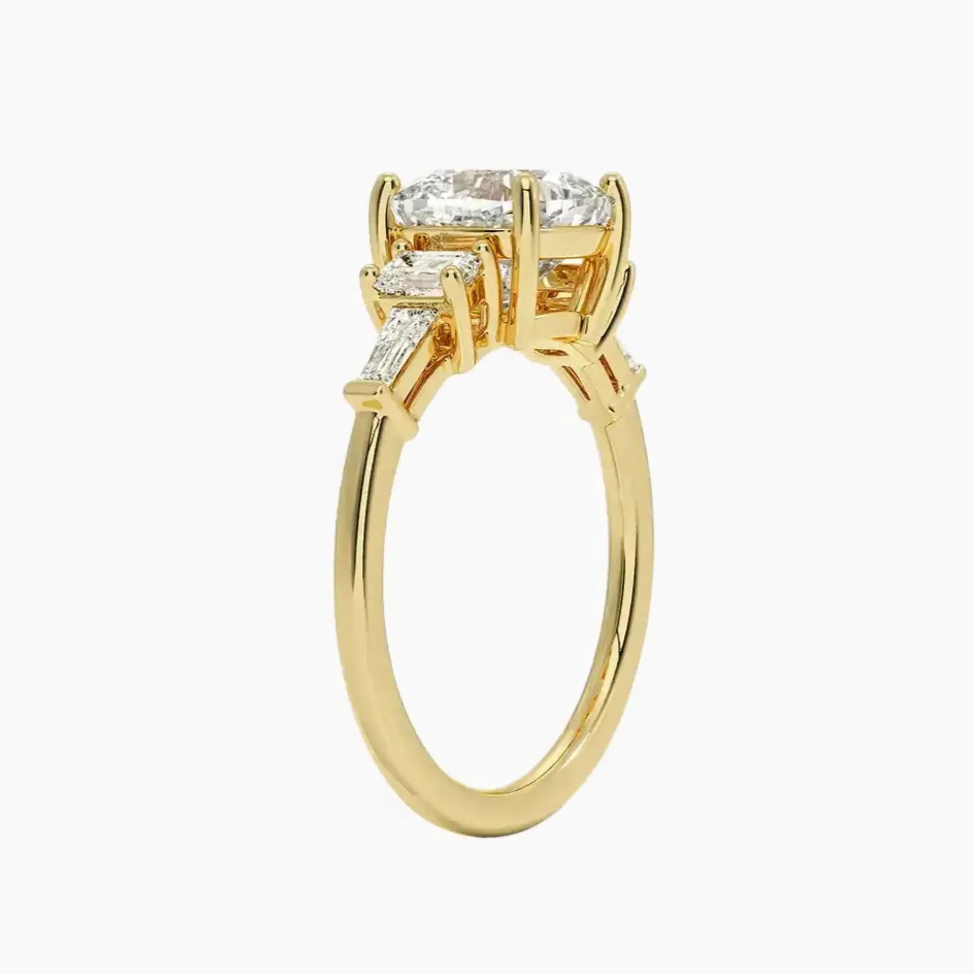Delphine Five Stone Cushion Designer 2.5 Carat Lab Grown Diamond Engagement Ring in 18K Yellow Gold