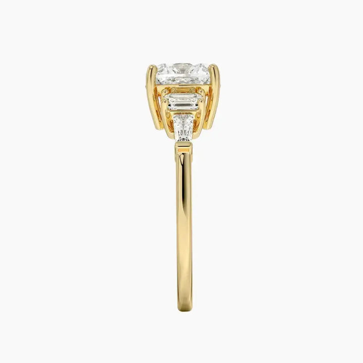 Delphine Five Stone Cushion Designer 3 Carat Lab Grown Diamond Engagement Ring in 18K Rose Gold