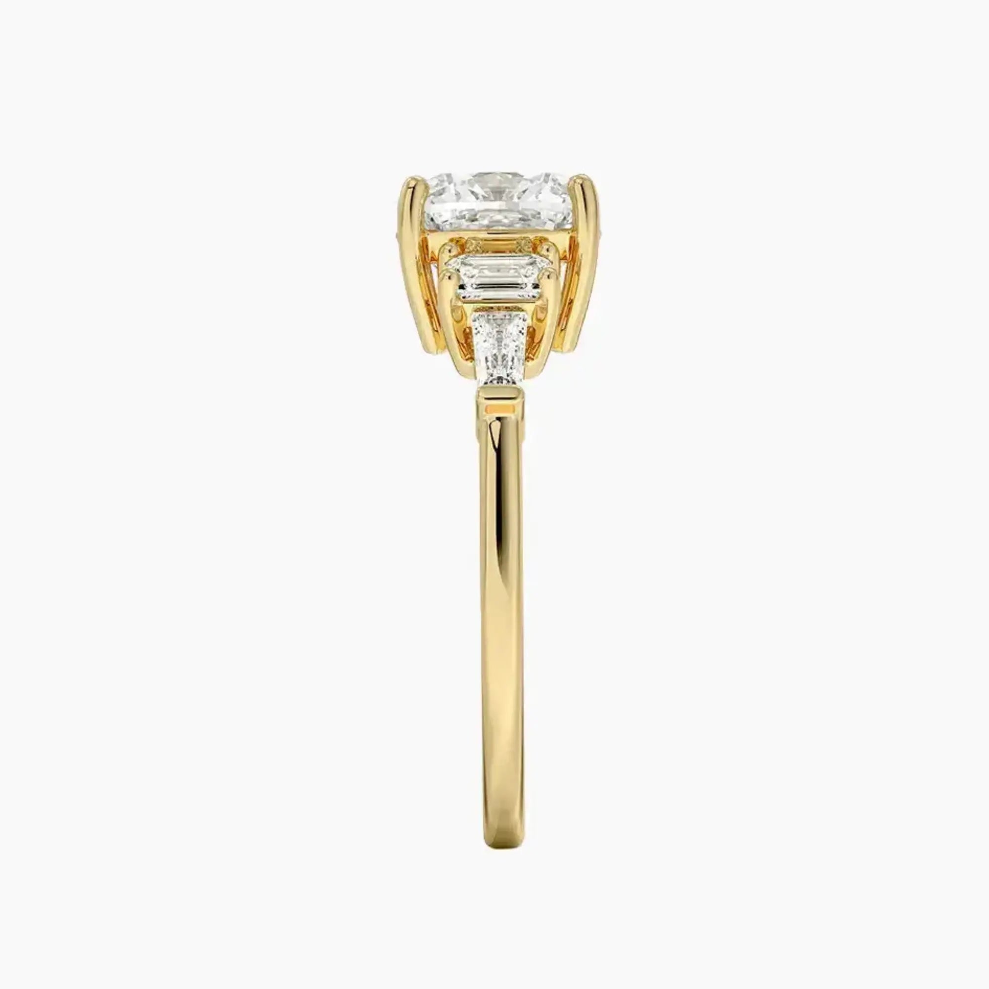Delphine Five Stone Cushion Designer 1 Carat Lab Grown Diamond Engagement Ring in 18K Rose Gold