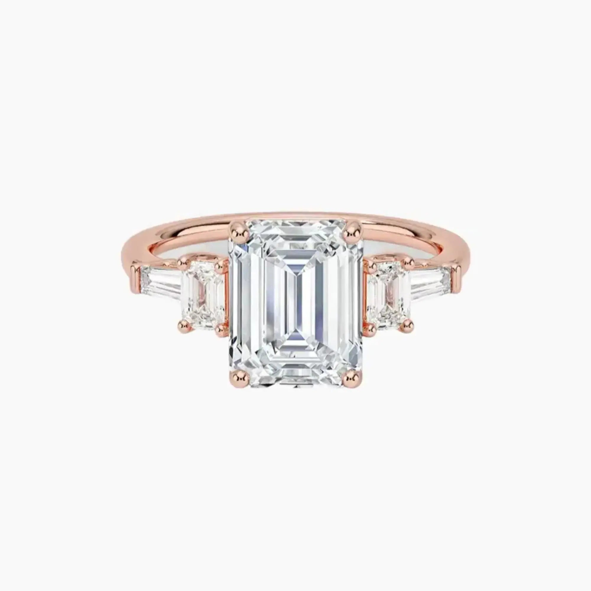 Delphine Five Stone Emerald Designer Diamond Ring Setting in 14K White Gold