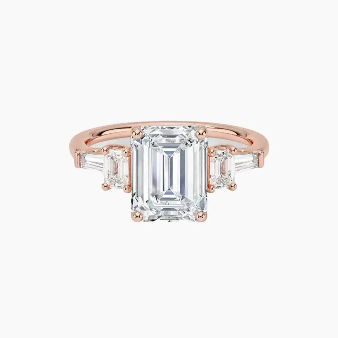 Delphine Five Stone Emerald Designer 2.5 Carat Lab Grown Diamond Engagement Ring in 14K White Gold