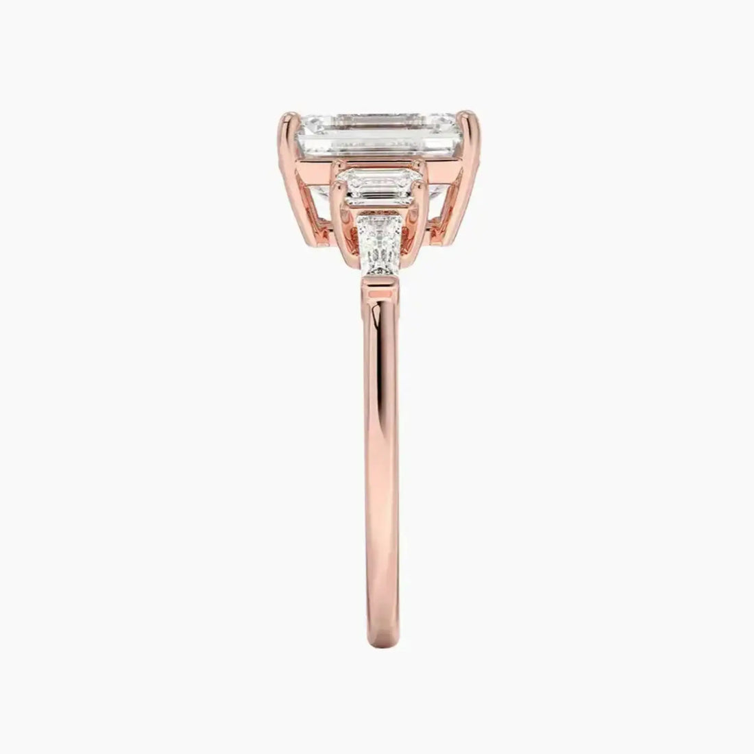 Delphine Five Stone Emerald Designer Diamond Ring Setting in 14K Rose Gold