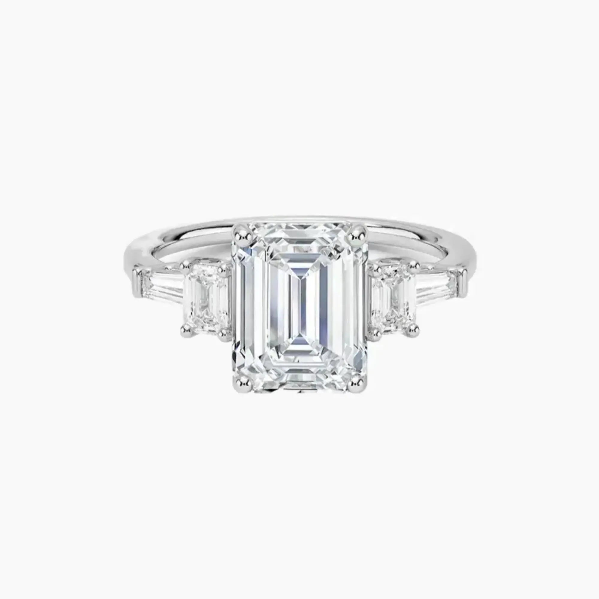Delphine Five Stone Emerald Designer Diamond Ring Setting in 14K White Gold