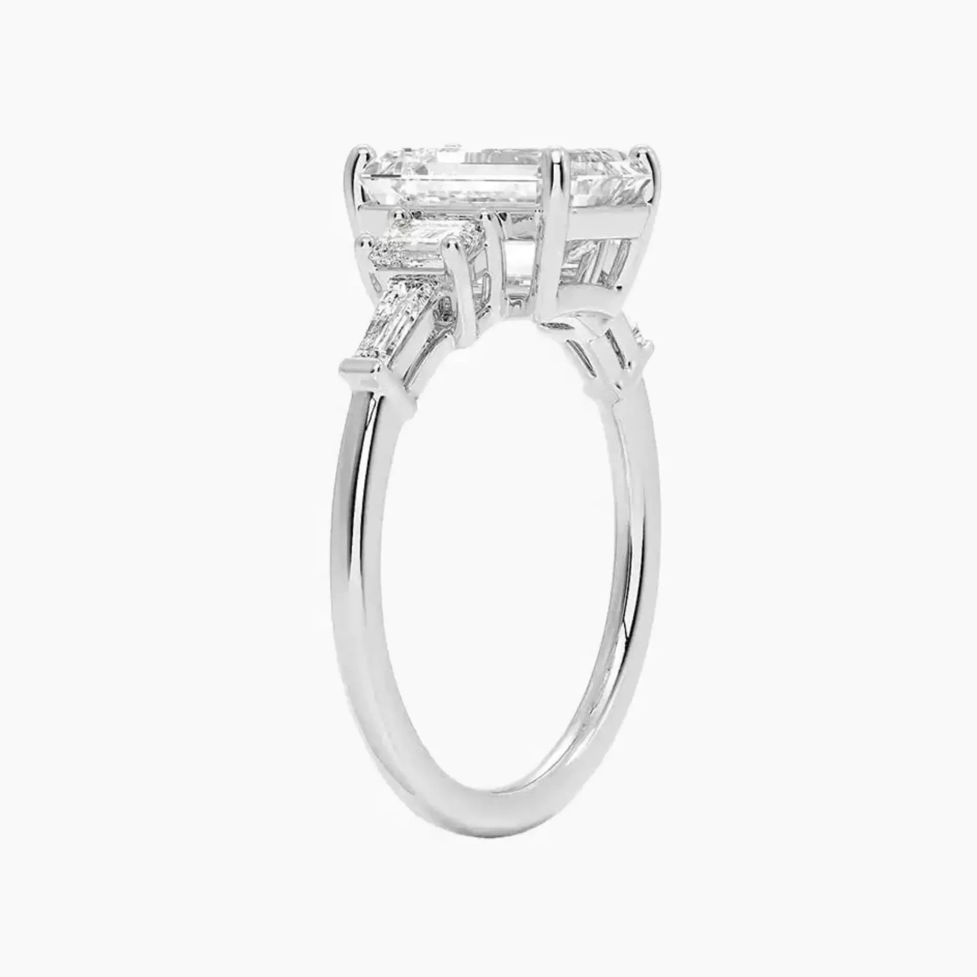 Delphine Five Stone Emerald Designer 2 Carat Lab Grown Diamond Engagement Ring in 18K White Gold
