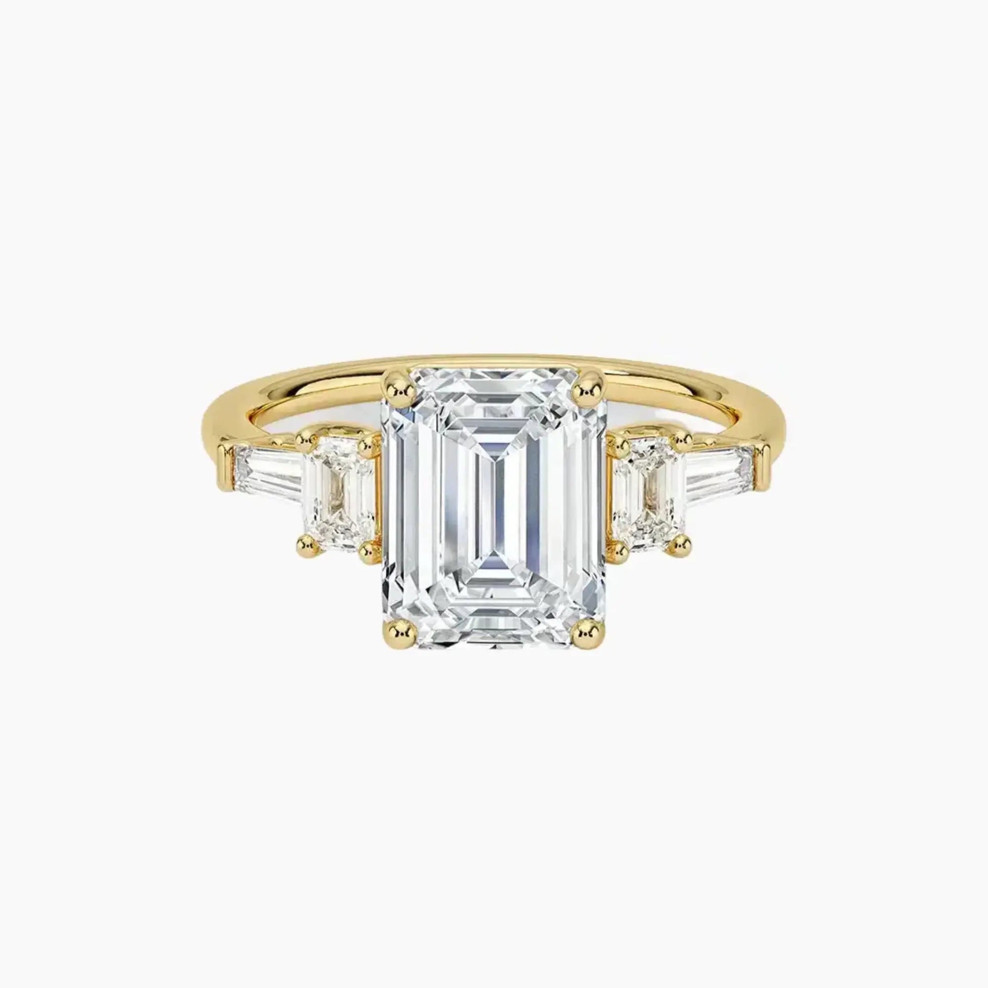 Delphine Five Stone Emerald Designer Diamond Ring Setting in 18K Yellow Gold