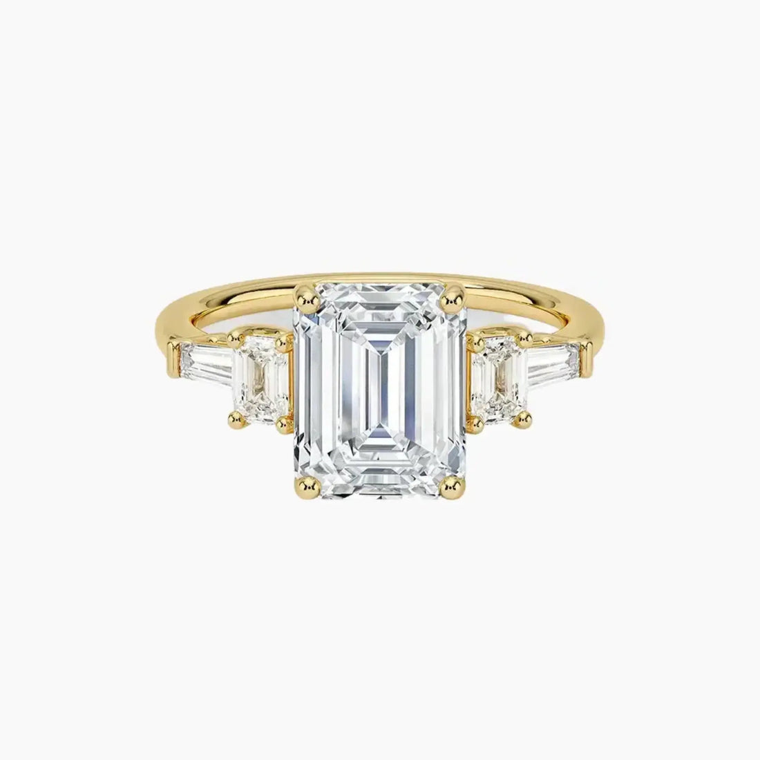 Delphine Five Stone Emerald Designer 3 Carat Lab Grown Diamond Engagement Ring in 18K Yellow Gold