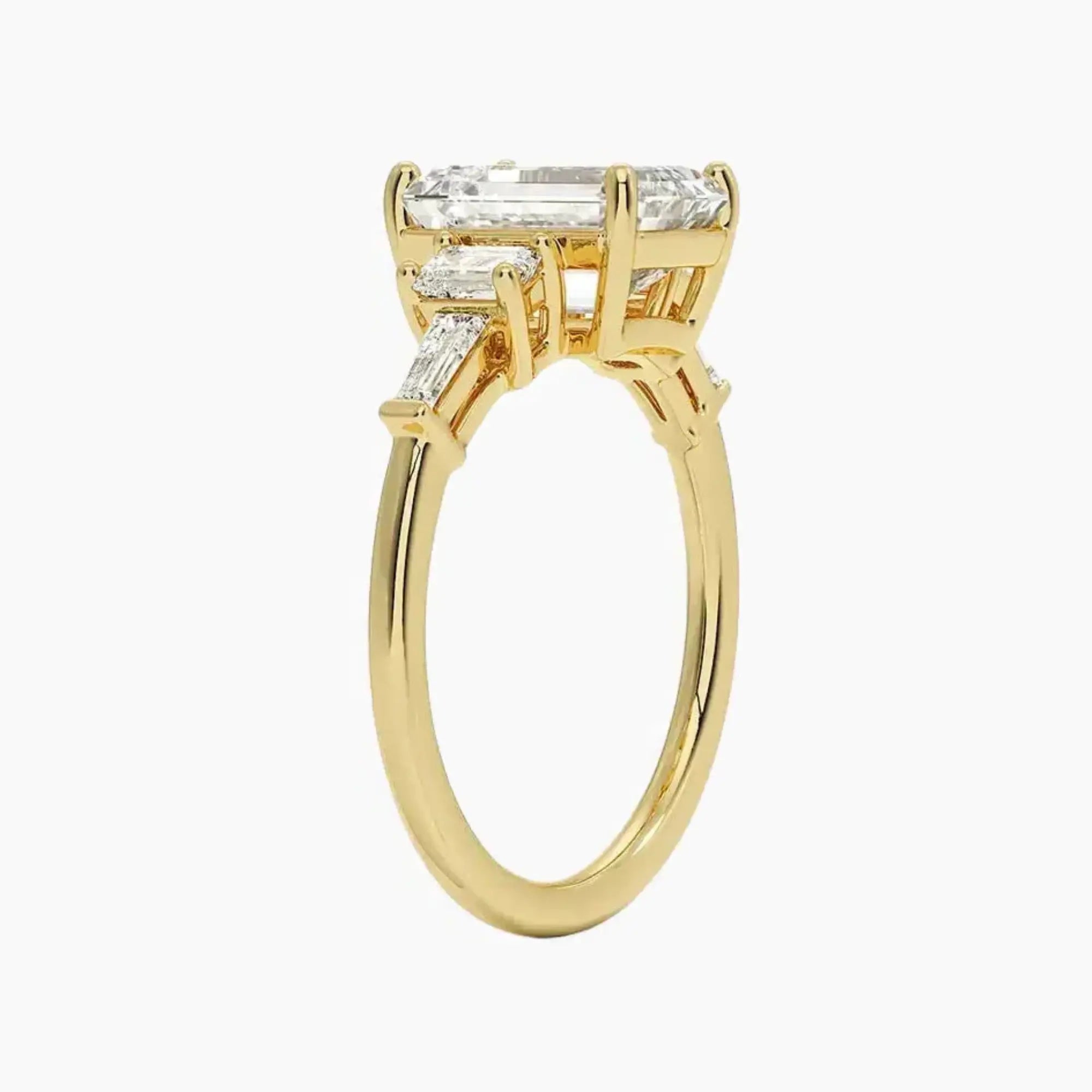 Delphine Five Stone Emerald Designer 2 Carat Lab Grown Diamond Engagement Ring in 18K White Gold