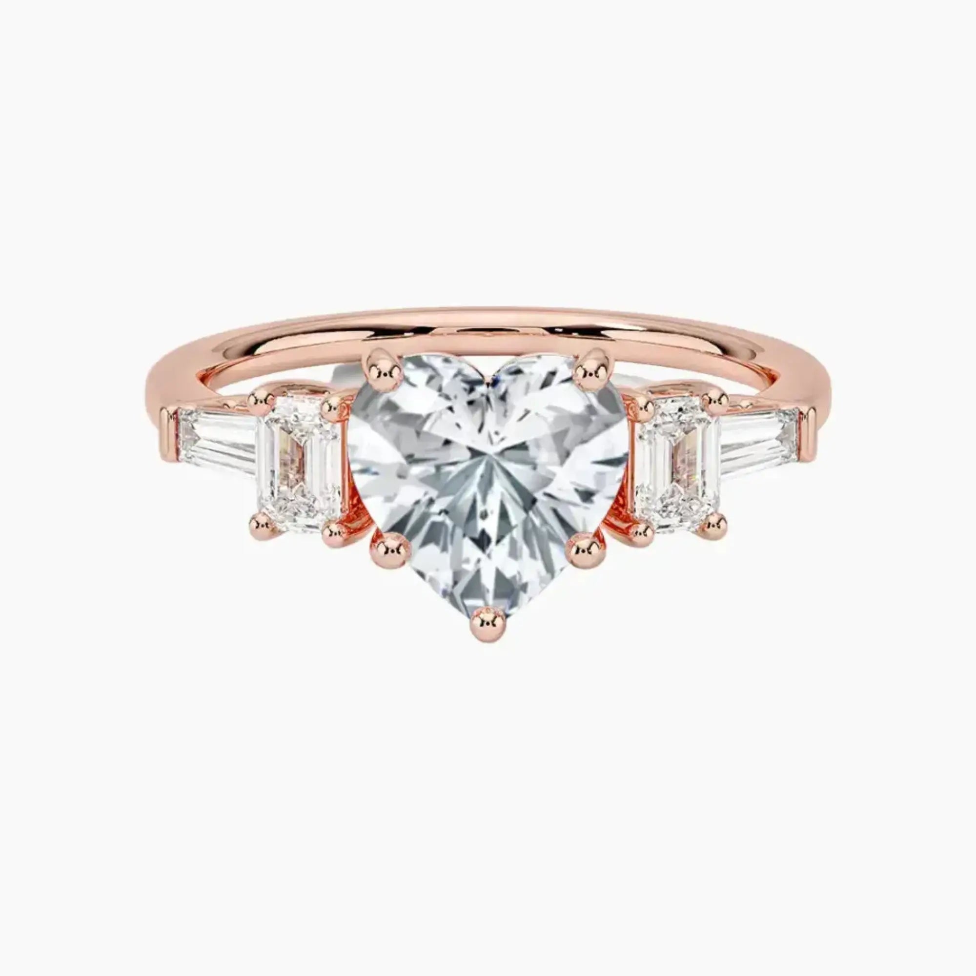 Delphine Five Stone Heart Designer 3 Carat Lab Grown Diamond Engagement Ring in 14K White Gold