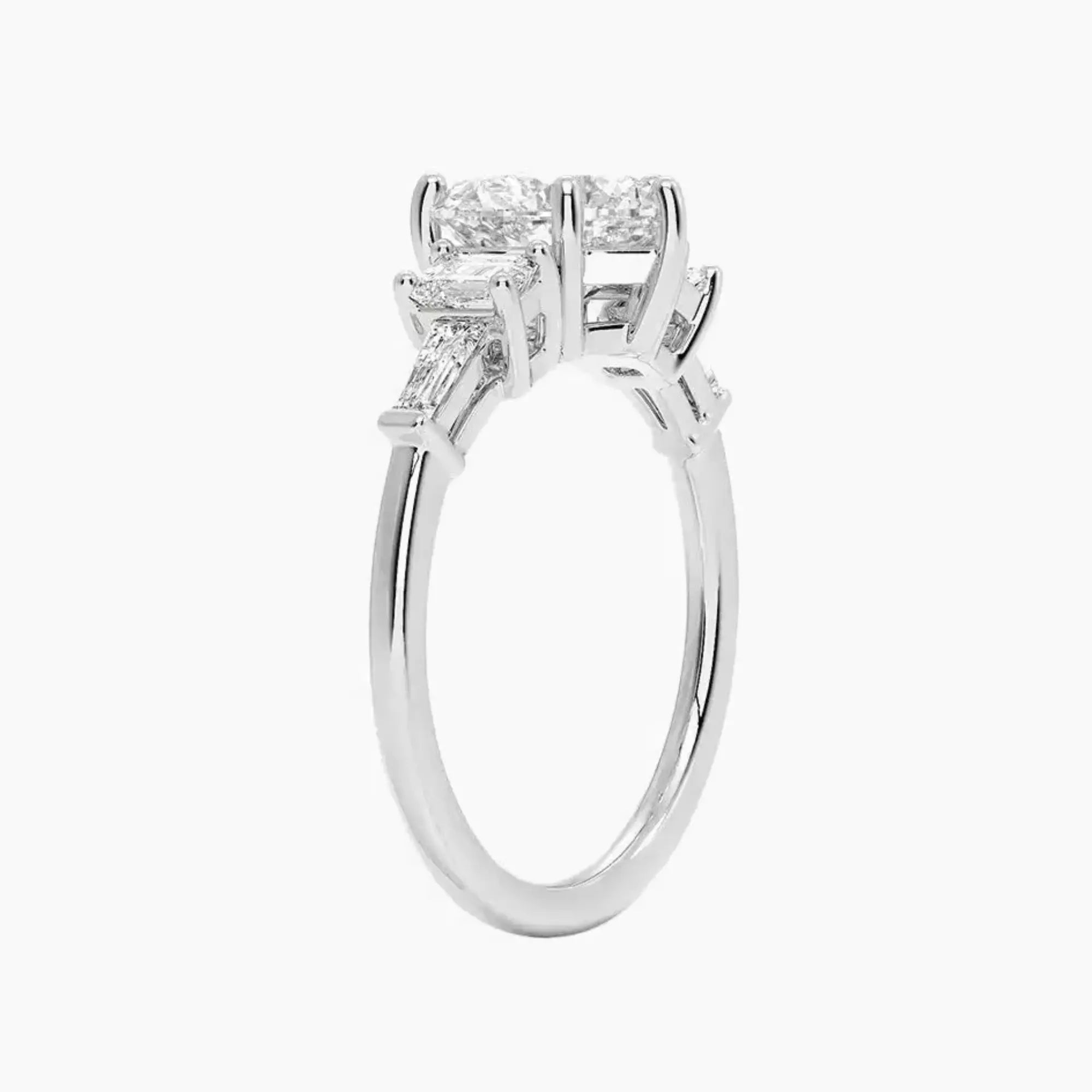 Delphine Five Stone Heart Designer 1.5 Carat Lab Grown Diamond Engagement Ring in 14K White Gold