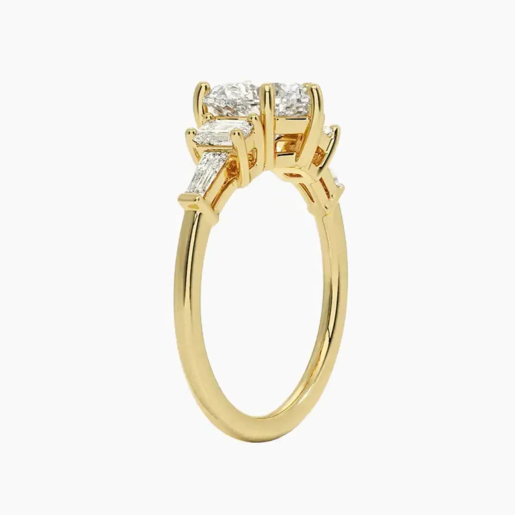 Delphine Five Stone Heart Designer 3 Carat Lab Grown Diamond Engagement Ring in 18K Yellow Gold