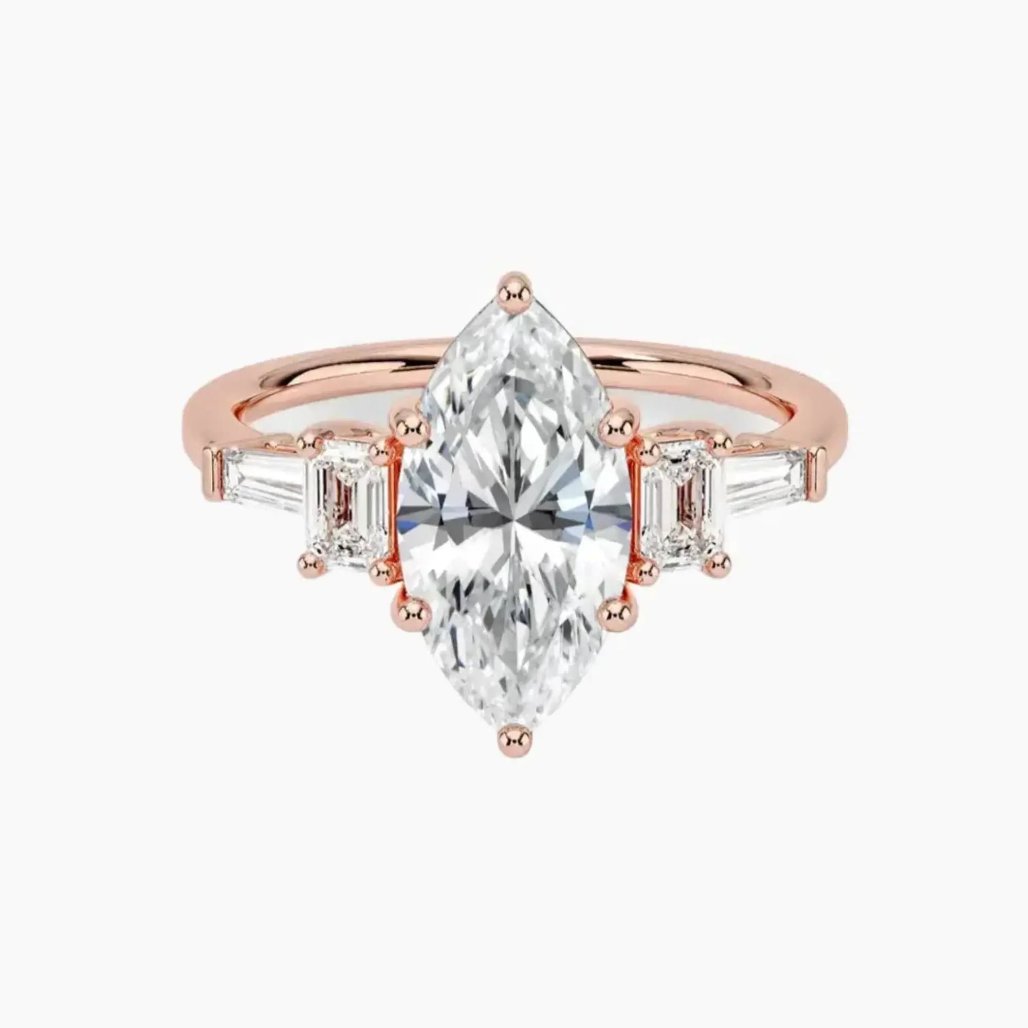 Delphine Five Stone Marquise Designer Diamond Ring Setting in 14K Yellow Gold
