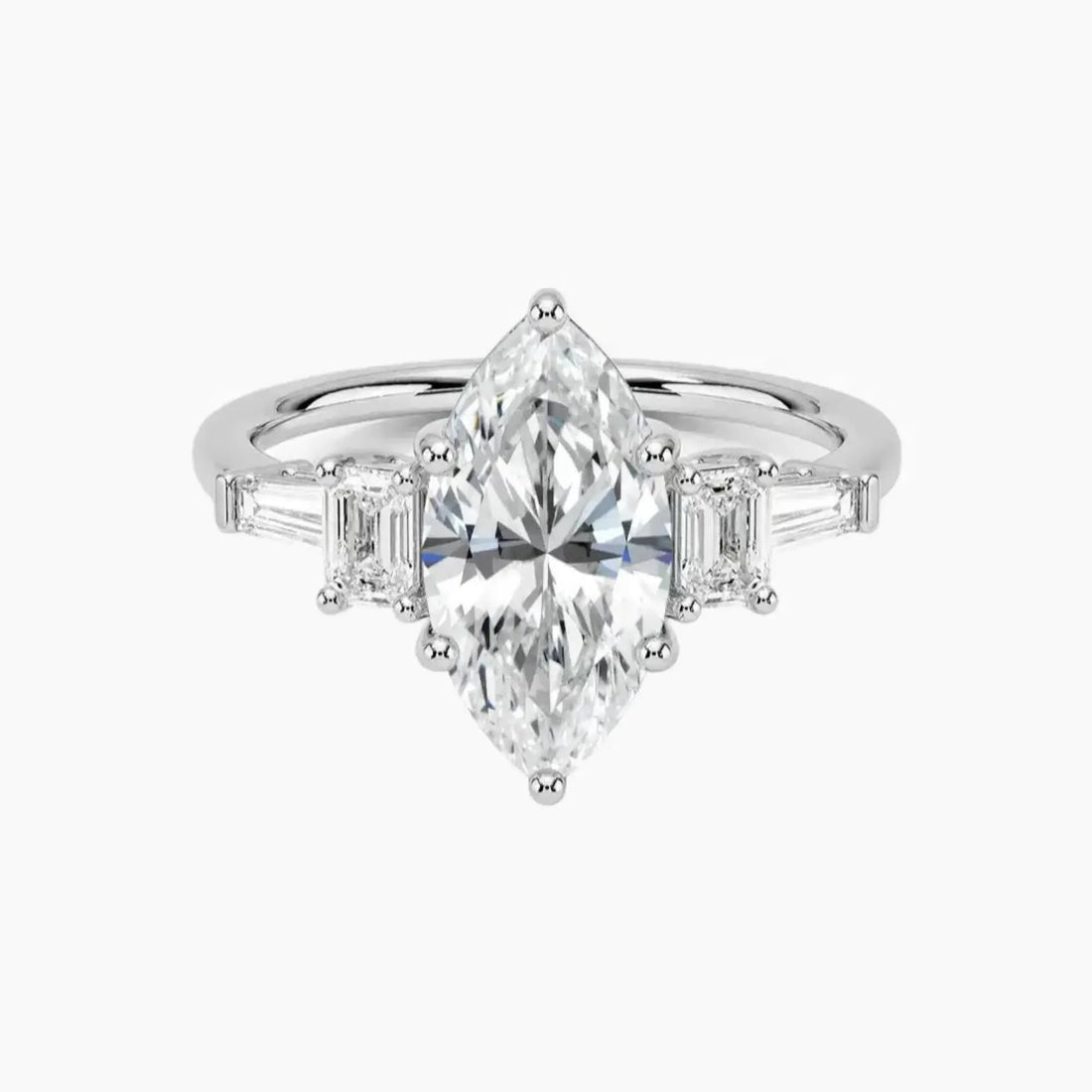 Delphine Five Stone Marquise Designer 3 Carat Lab Grown Diamond Engagement Ring in 14K Yellow Gold