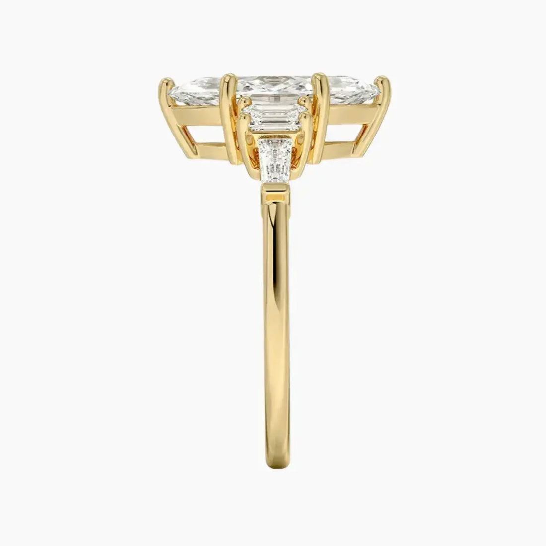 Delphine Five Stone Marquise Designer 1 Carat Lab Grown Diamond Engagement Ring in 18K Yellow Gold