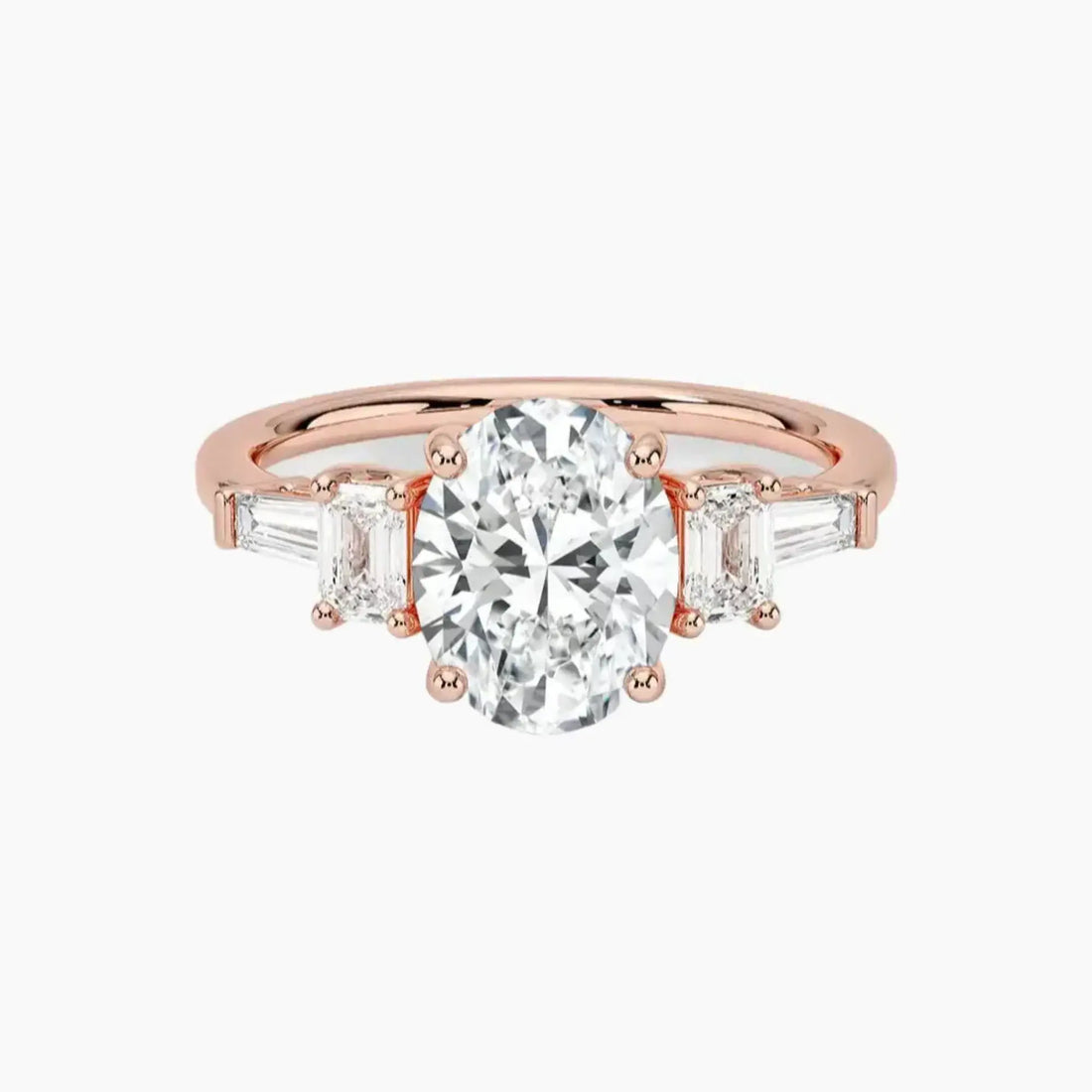 Delphine Five Stone Oval Designer 2.5 Carat Lab Grown Diamond Engagement Ring in 14K Yellow Gold